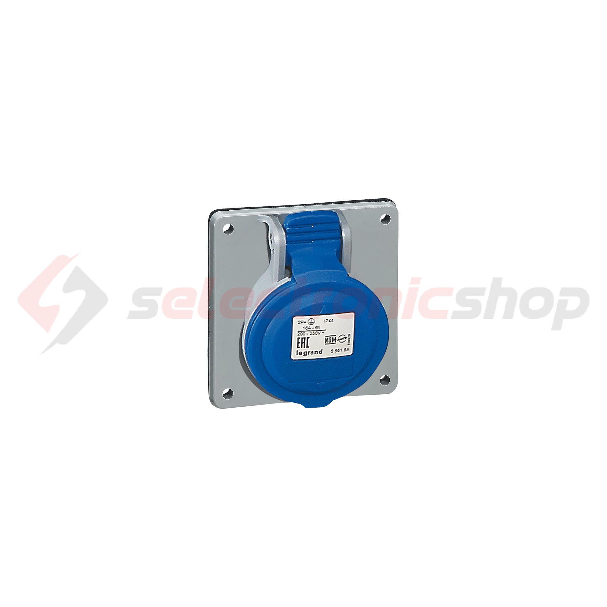 Ipari dugalj beépíthető 2P+E 16A 230V(50+60Hz) kék egyenes P17 Tempra PRO Dafbe-162k06 m LEGRAND - 555184