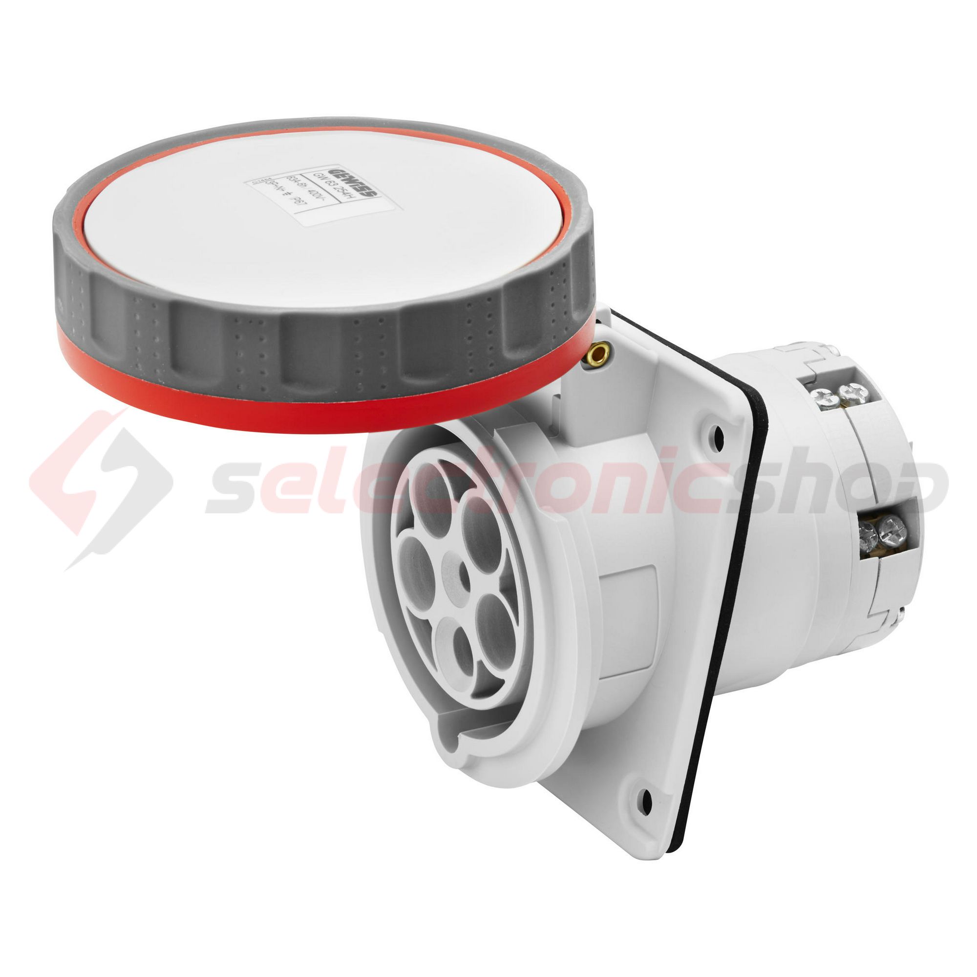 Ipari dugalj beépíthető 3P+N+E 400V(50+60Hz) piros ferde 63A IP67 műanyag IEC309HP GEWISS - GW63254H