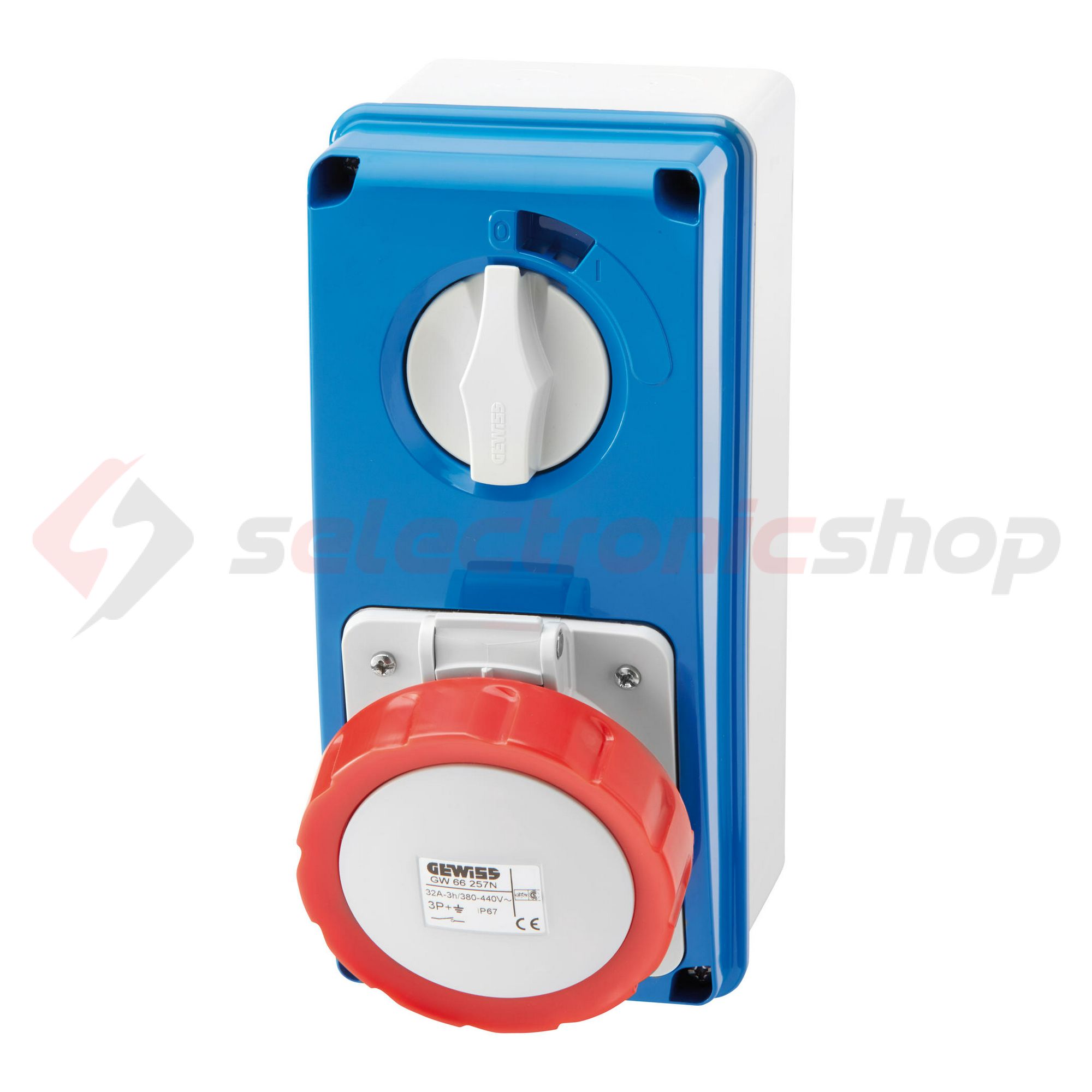 Ipari dugalj falra szerelhető 3P+N+E mechanikai reteszelés 16A IP67 műanyag 6h-pozíció IB GEWISS - GW66209N