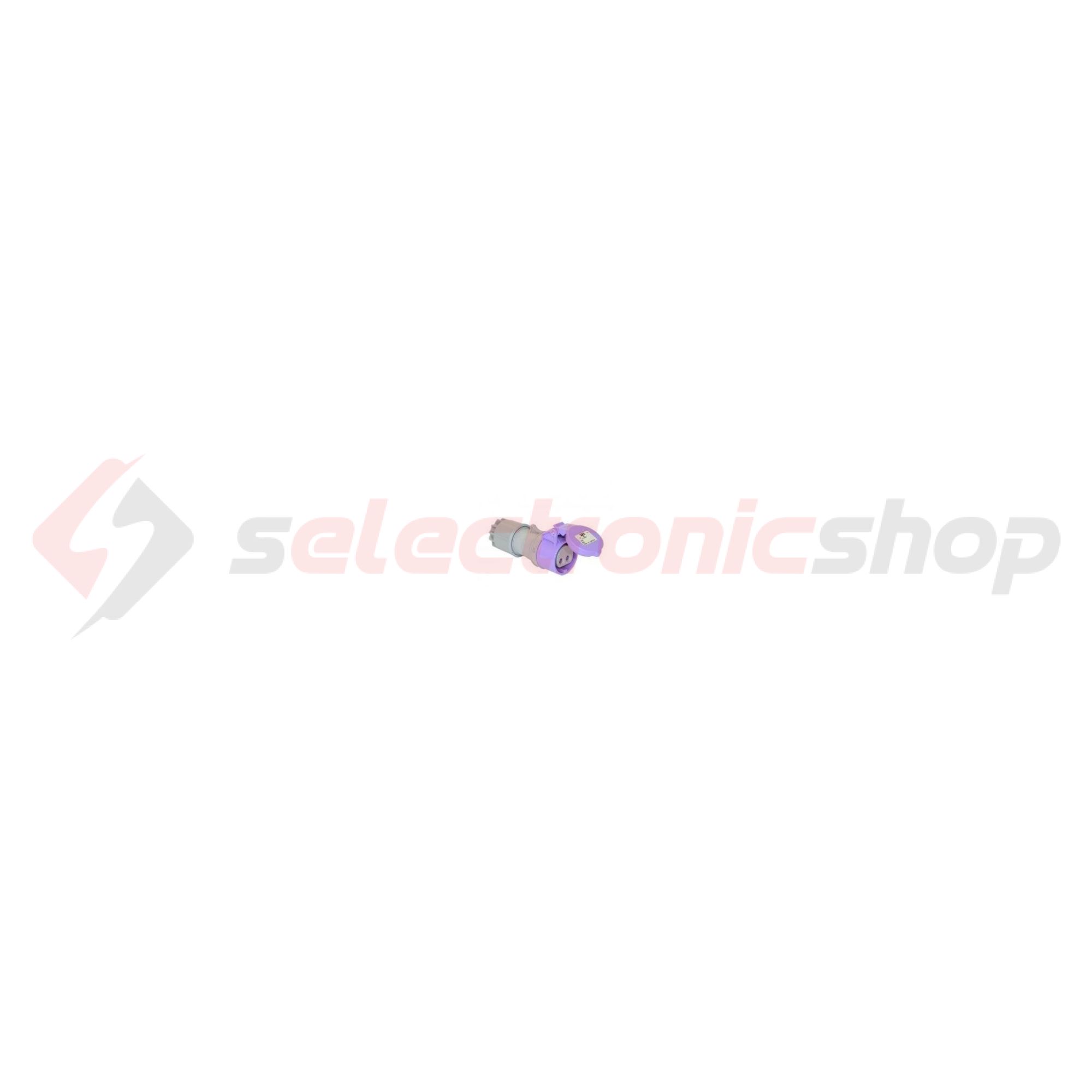 Ipari dugalj lengő 2P 16A 20-25V(50+60Hz) ibolya egyenes IP44 műanyag csavaros Twist PCE - 262v