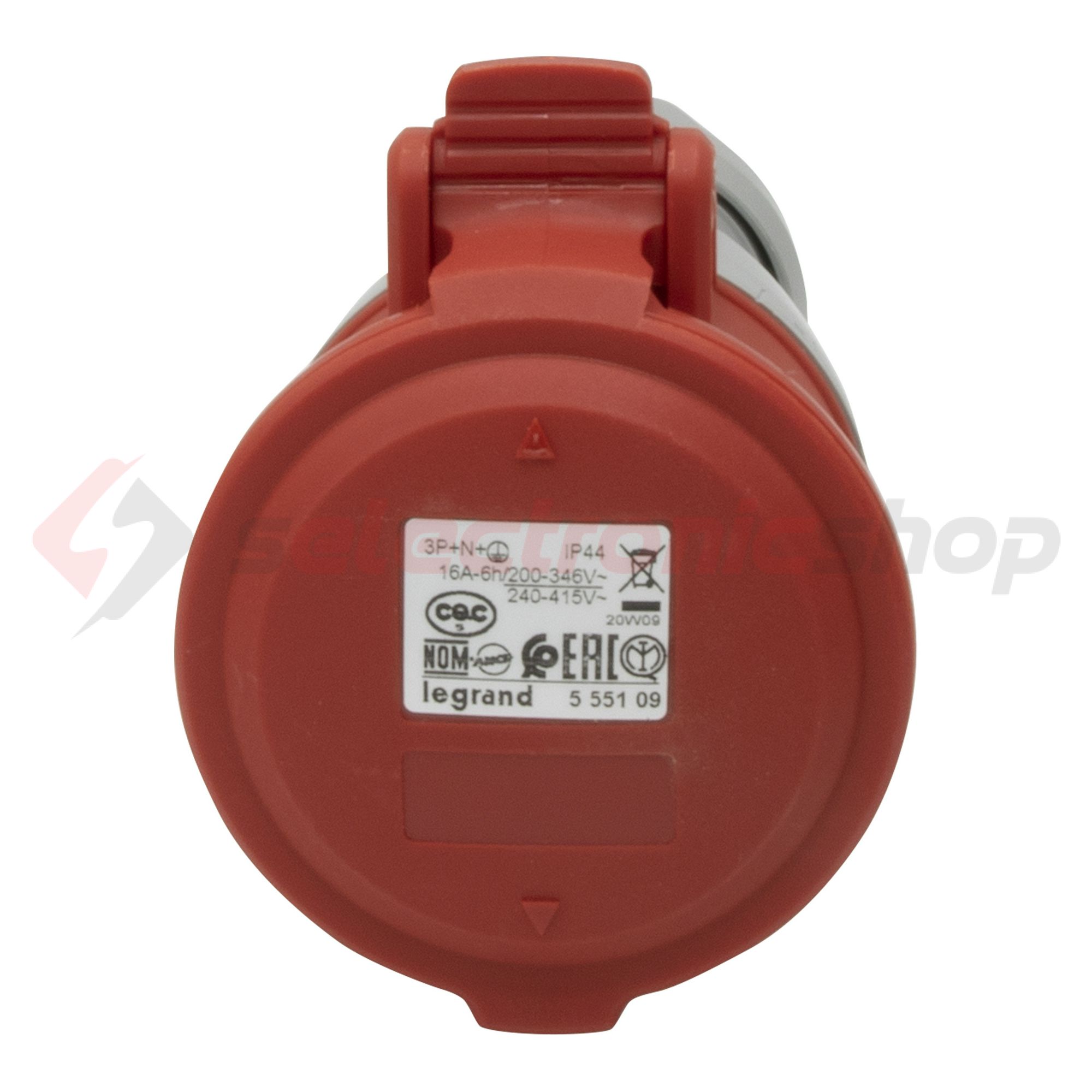 Ipari dugalj lengő 3P+N+E 16A 380-415V(50+60Hz) piros egyenes IP44 műanyag P17 Tempra LEGRAND - 555109