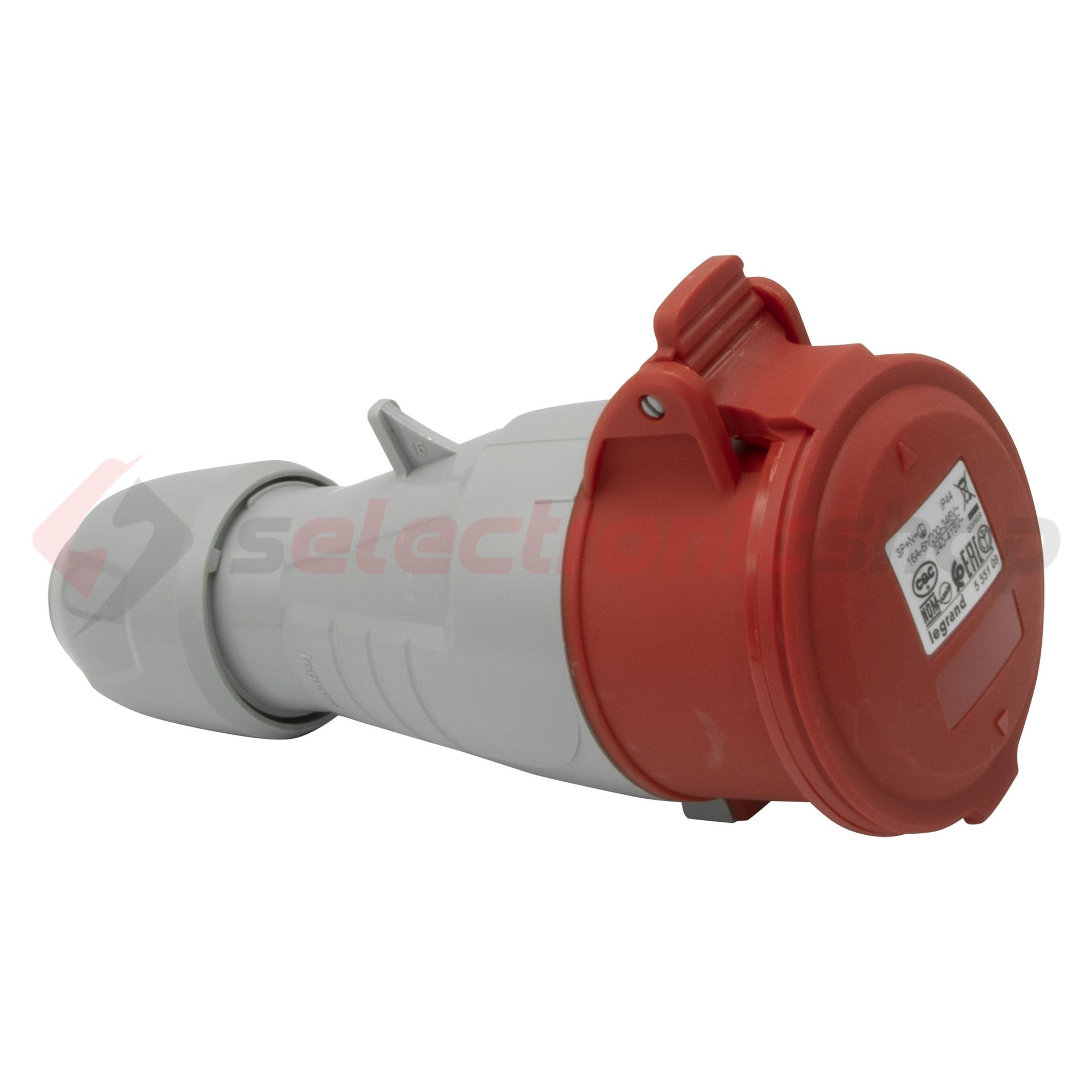 Ipari dugalj lengő 3P+N+E 16A 380-415V(50+60Hz) piros egyenes IP44 műanyag P17 Tempra LEGRAND - 555109