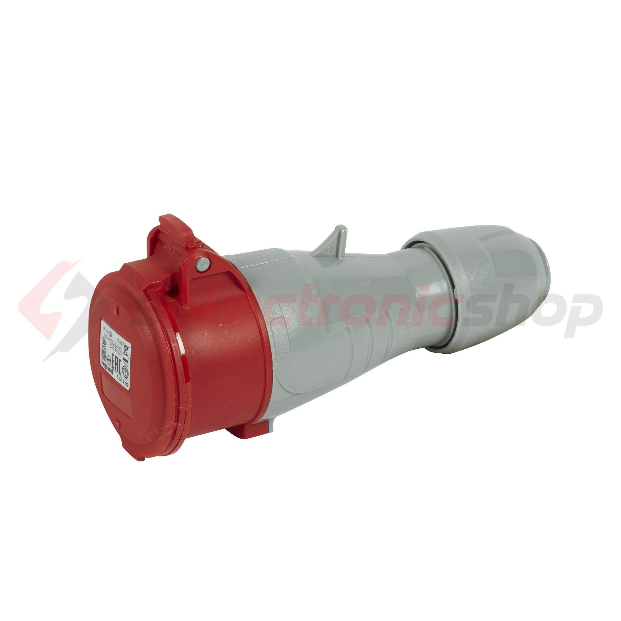 Ipari dugalj lengő 3P+N+E 16A 380-415V(50+60Hz) piros egyenes IP44 műanyag P17 Tempra LEGRAND - 555109