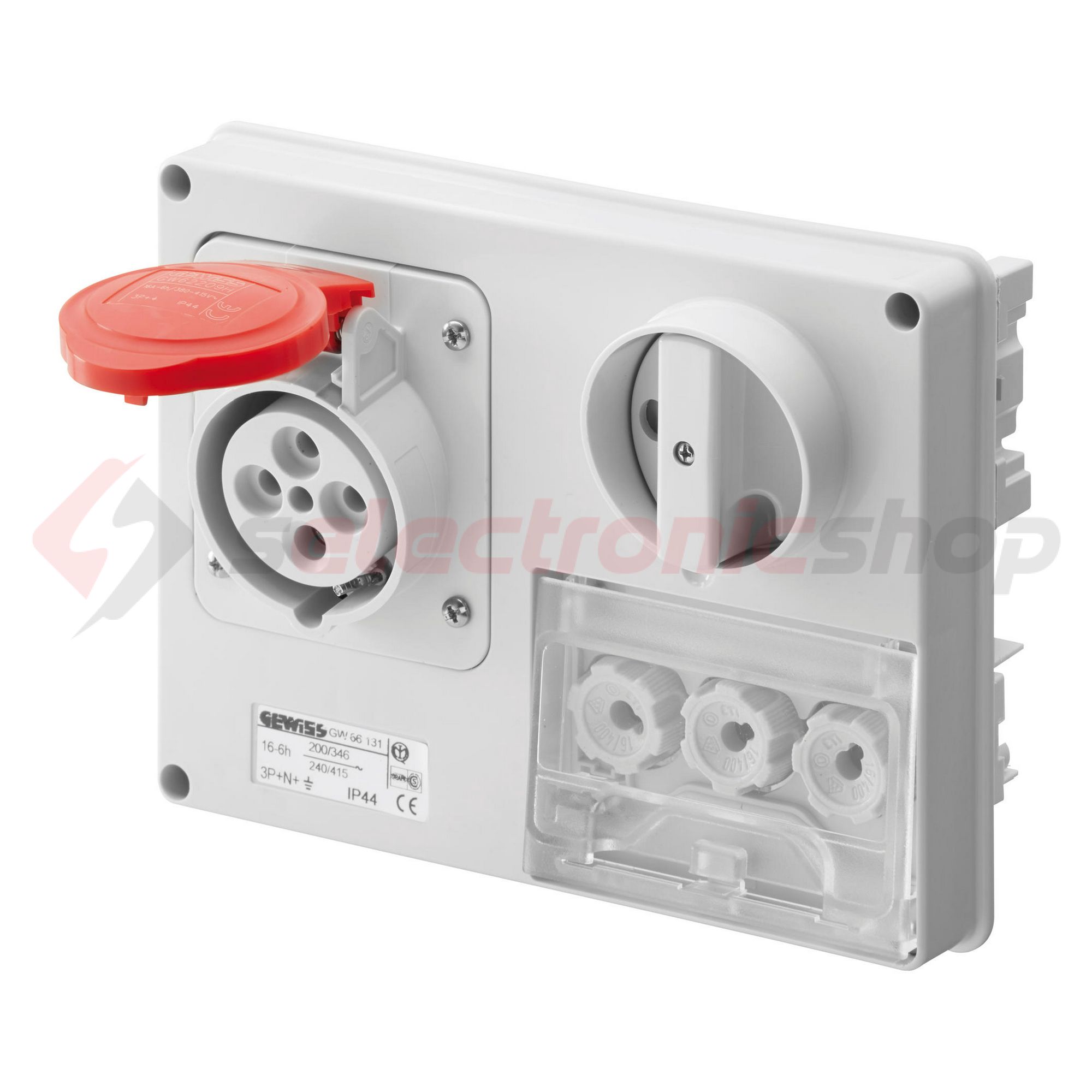 Ipari dugalj ráépíthető 3P+E 3xD01 hengeres betét mechanikai reteszelés 16A IP44 IB GEWISS - GW66130