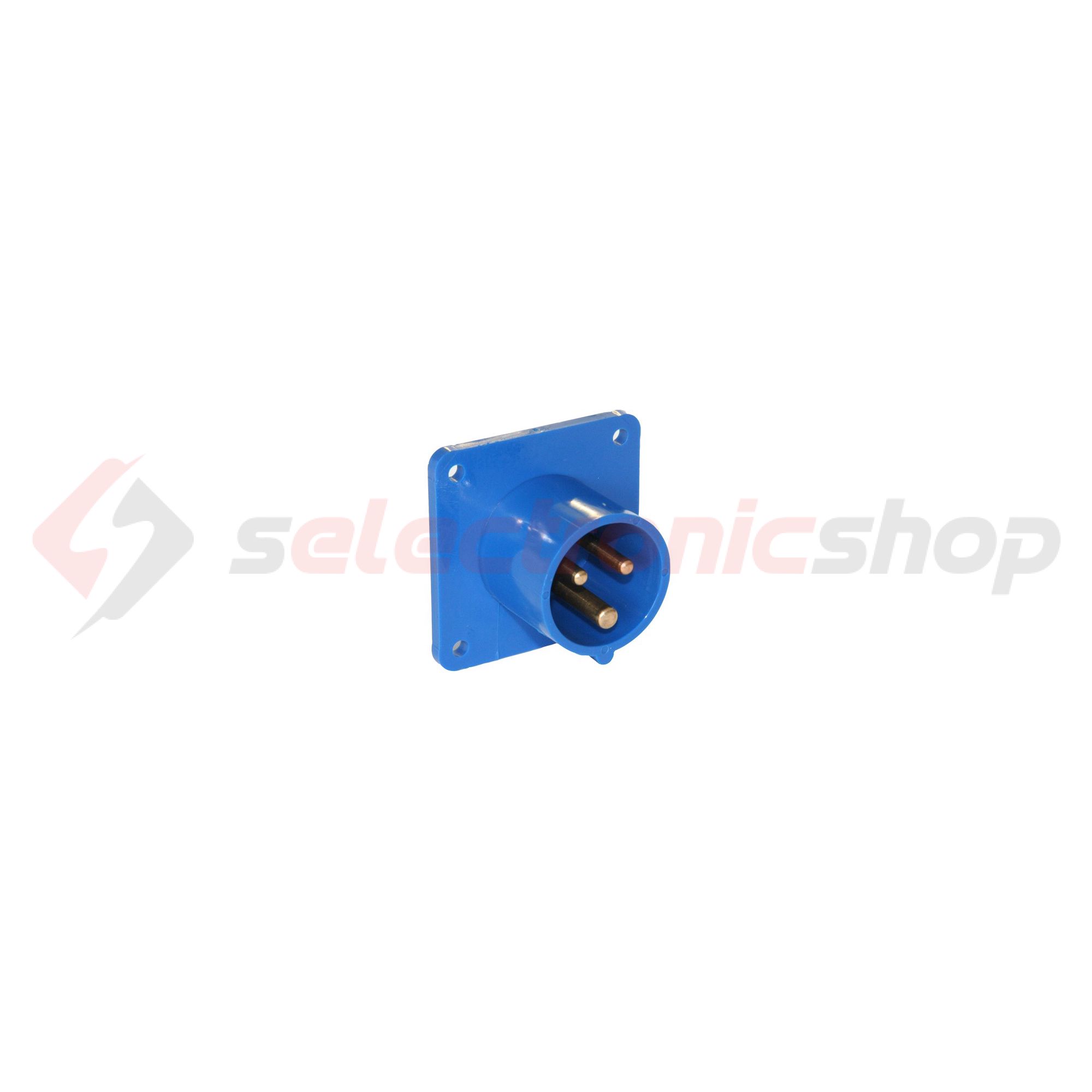 Ipari dugvilla 2P+E ráépíthető 16A 230V(50+60Hz) kék műanyag egyenes csavaros PCE - 613-6