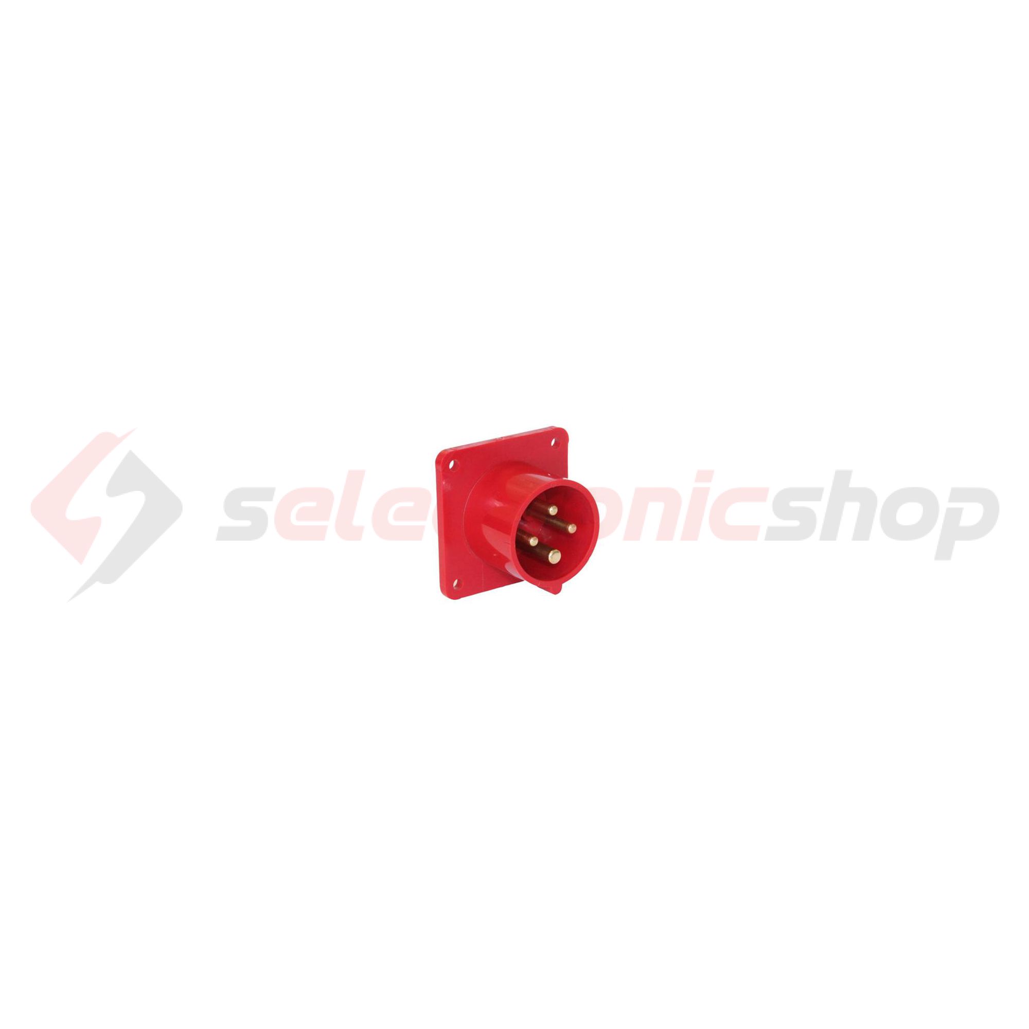 Ipari dugvilla 3P+E ráépíthető 16A 400V(50+60Hz) piros műanyag egyenes csavaros PCE - 614-6