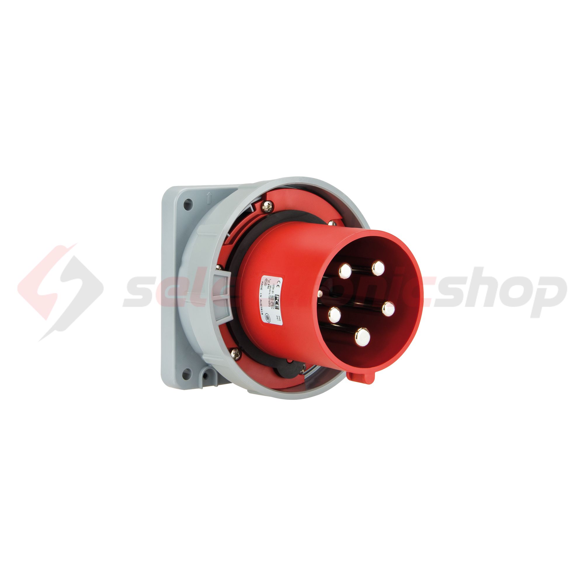 Ipari dugvilla 3P+N+E ráépíthető 125A 400V(50+60Hz) piros műanyag egyenes csavaros PCE - 645-6