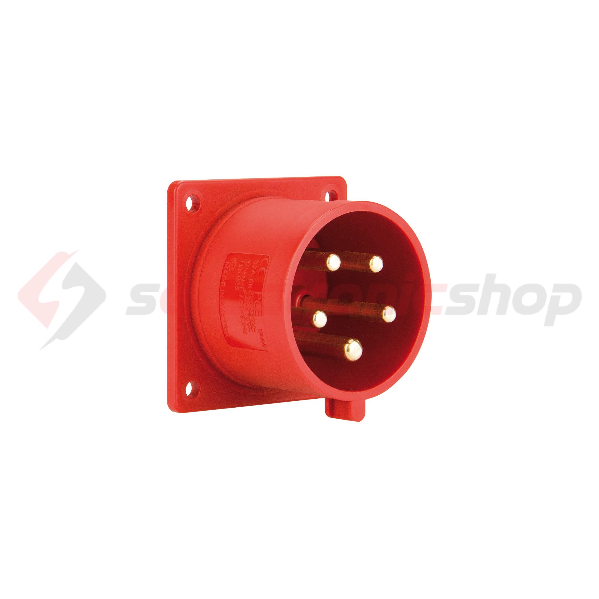 Ipari dugvilla 3P+N+E ráépíthető 16A 400V(50+60Hz) piros műanyag egyenes csavaros PCE - 615-6