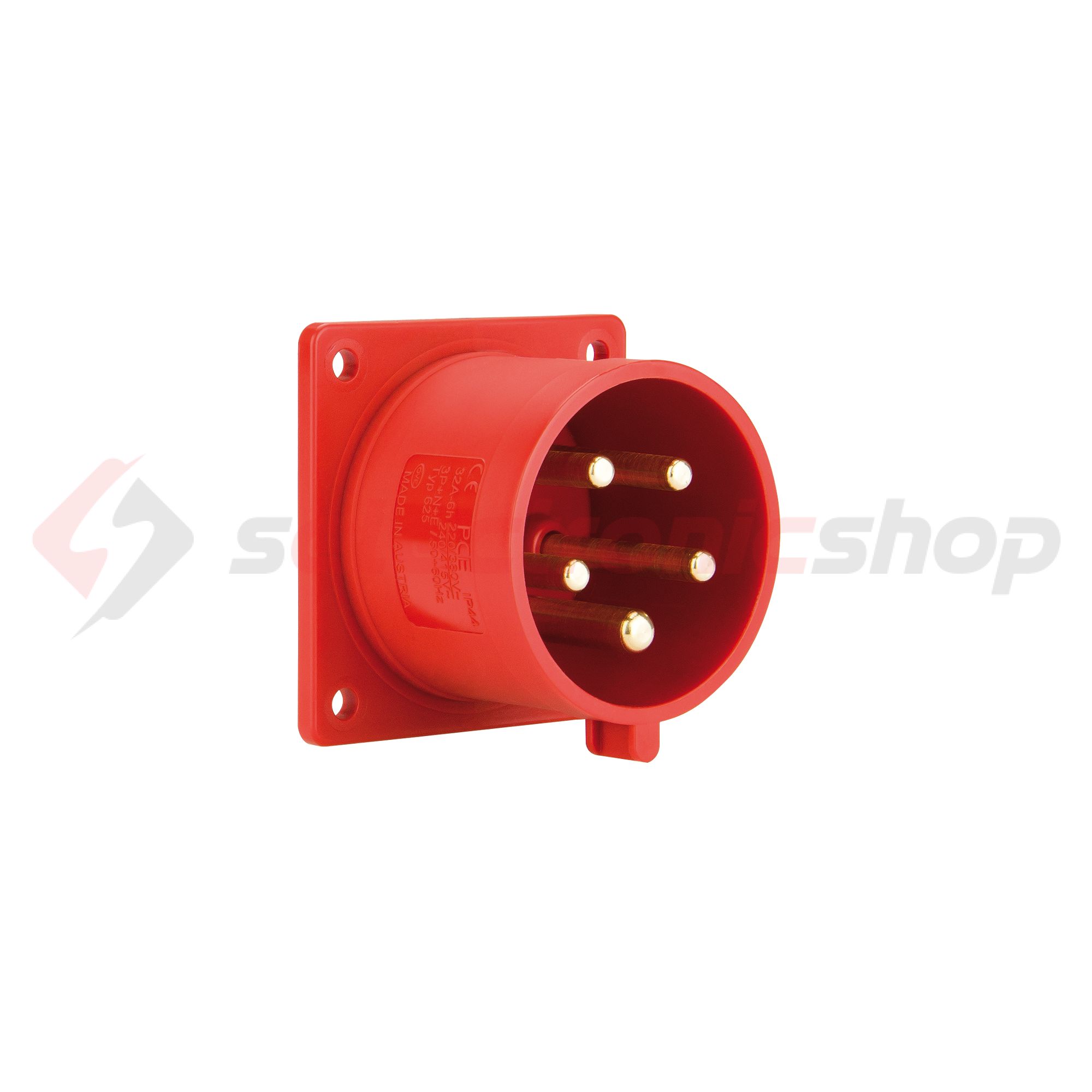 Ipari dugvilla 3P+N+E ráépíthető 32A 400V(50+60Hz) piros műanyag egyenes csavaros PCE - 625-6