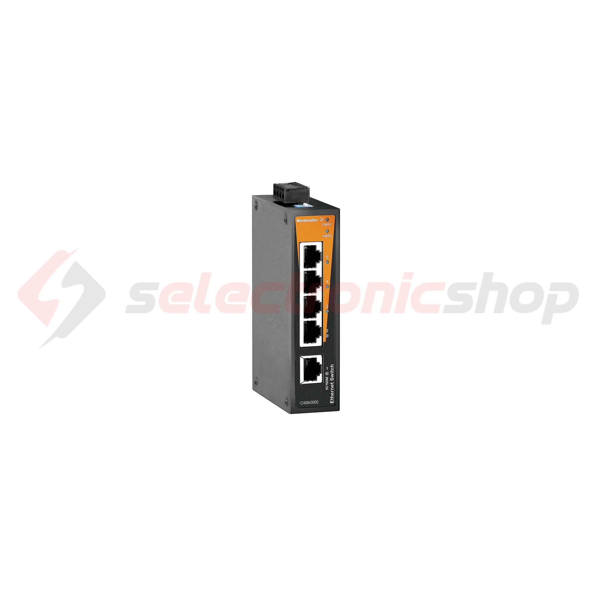 Ipari switch 1Gbps 24VDC DIN sín Ethernet 5x10/100Mbps RJ45 port IP30 IE-SW-BL05-5TX Weidmüller - 1240840000
