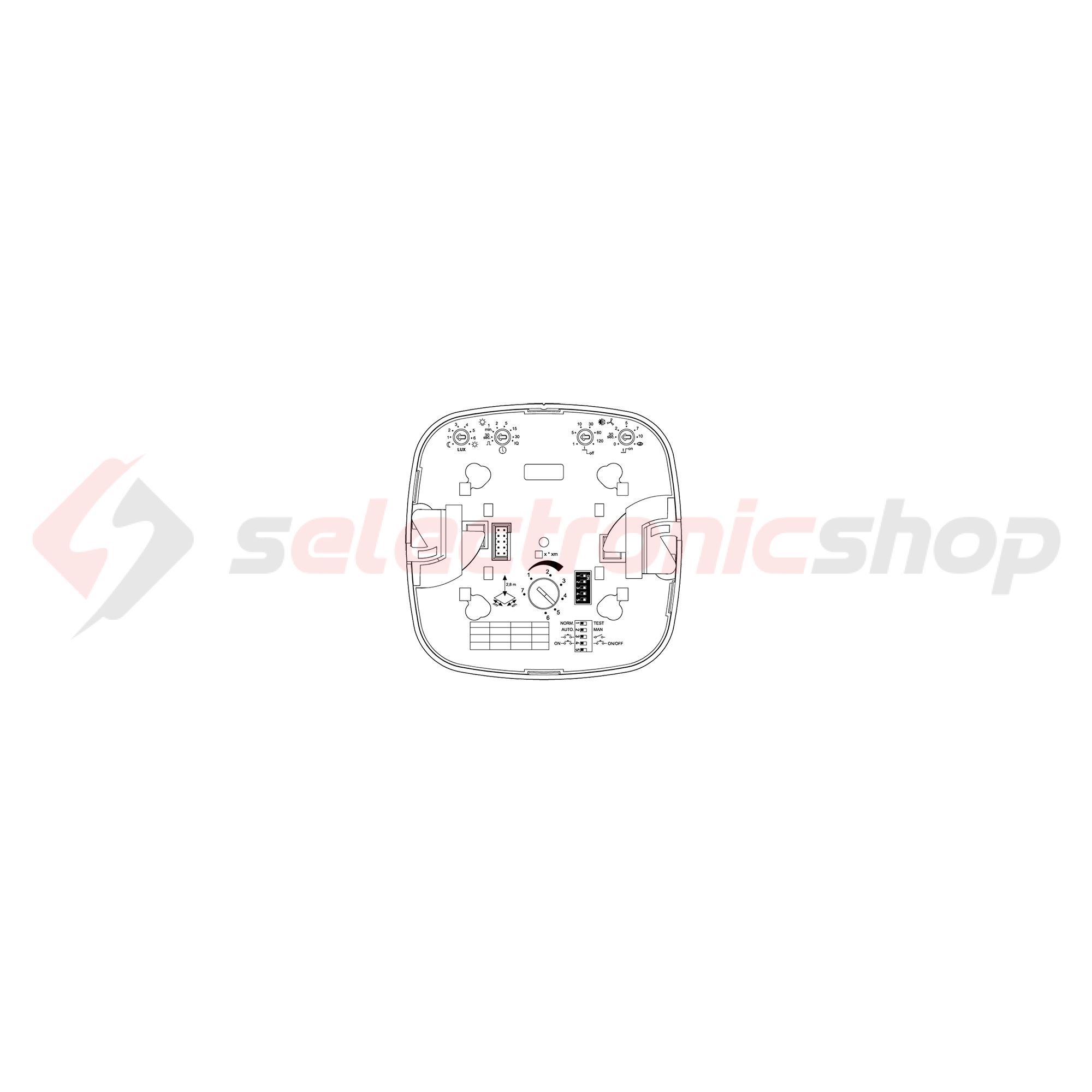 Jelenlétérzékelő mennyezetbe 4x4m 360° PIR 2000W 230V fehér IP20 IR Quattro COM2 STEINEL - 000356