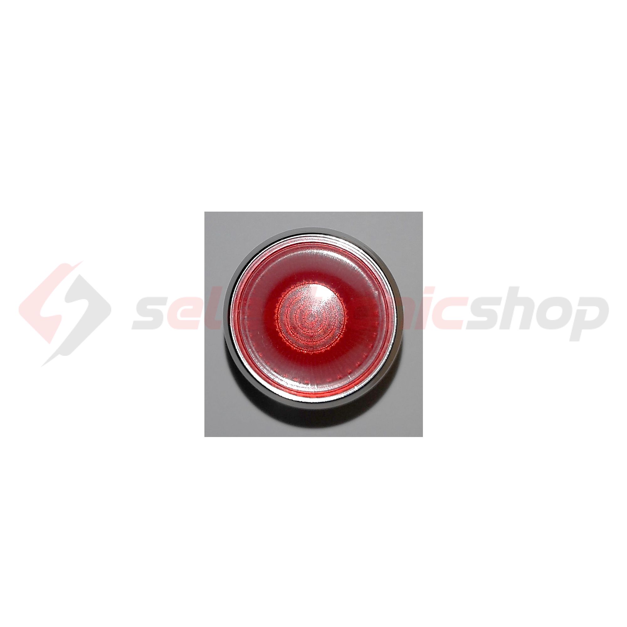 Jelzőlámpa fej F…foglalathoz kerek piros magas króm fém-előlapgyűrű IP65 L2-rt VA Elektronika - L2-RT