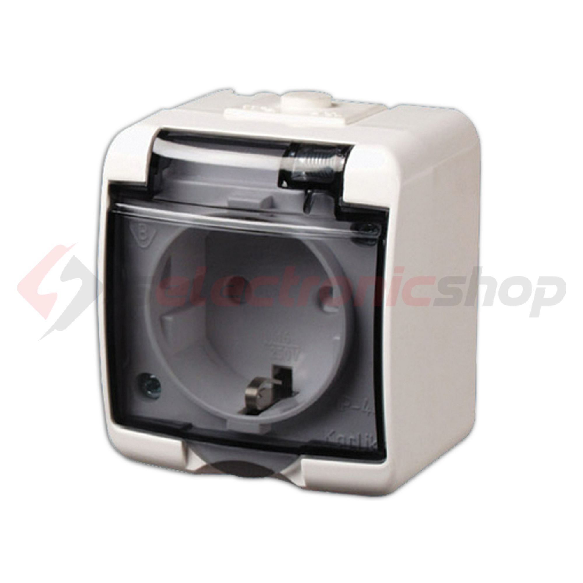 Junior 162 dugalj földelt komplett házban csapófedéllel gyerekzárral fehér IP44 falonkívüli ANCO - 321343