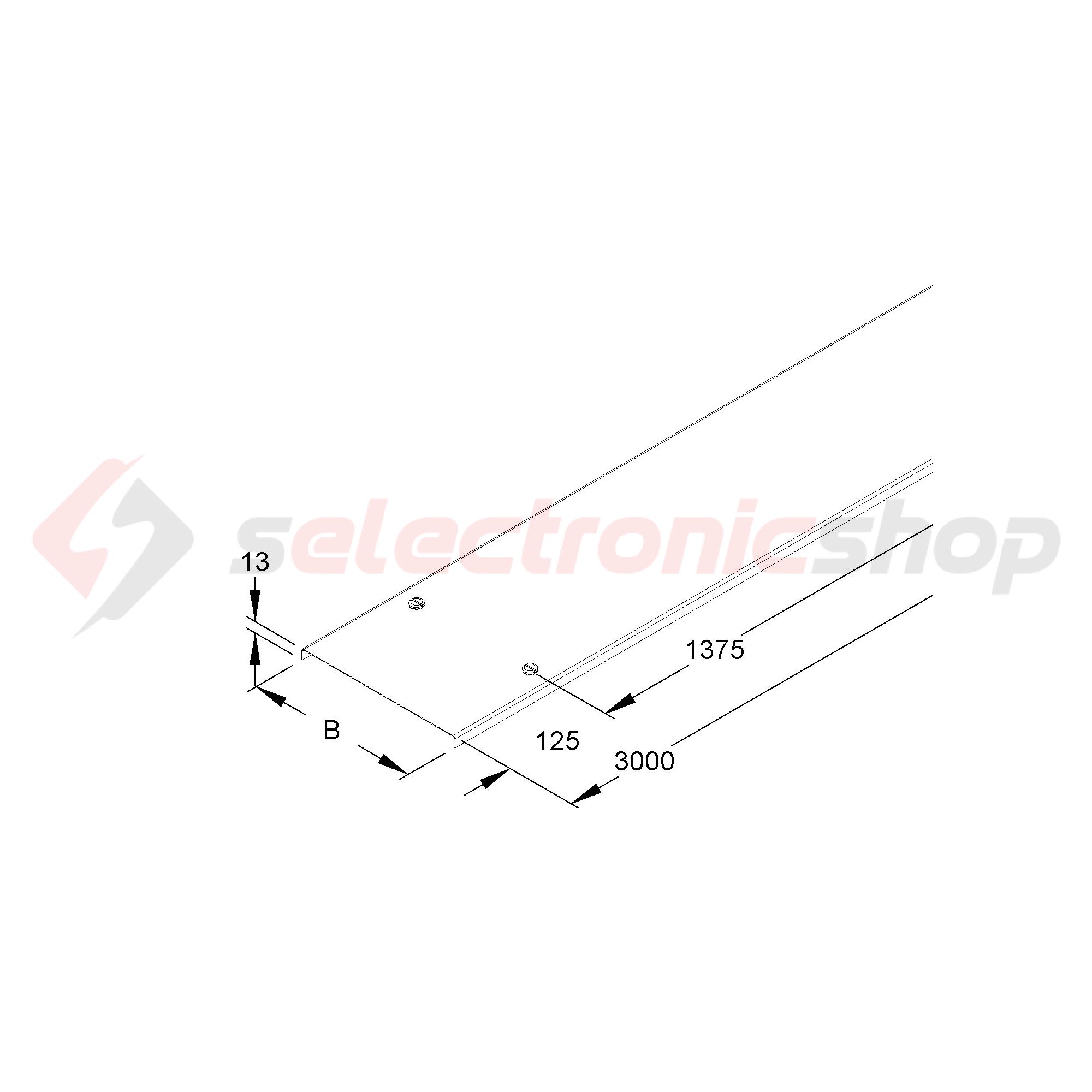 Kábeltálca fedél 200mm-sz 3000mm merítetten horganyzott fordítóreteszes RDV 200 F Niedax - 4013339263806