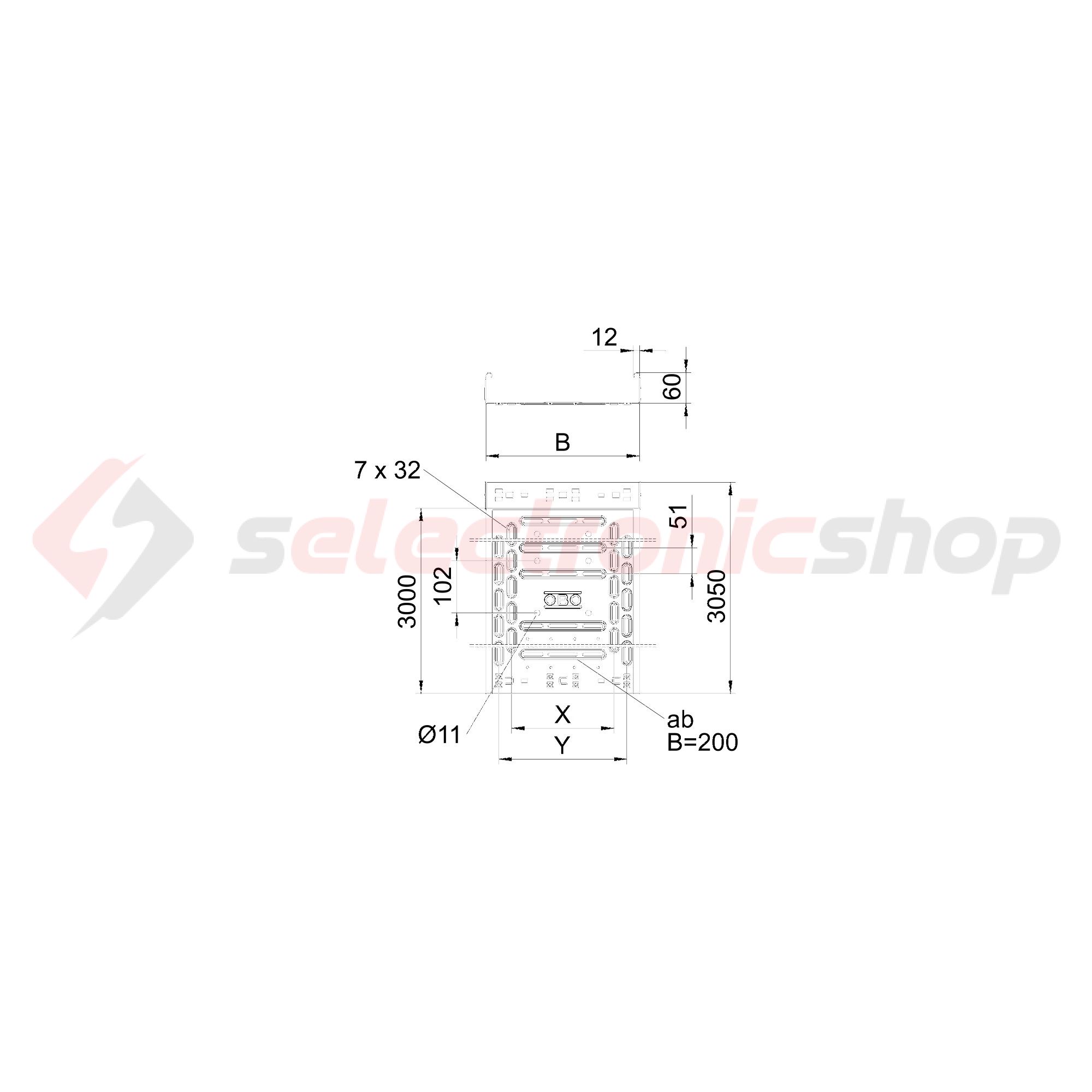 Kábeltálca gyorsösszekötős 3m acél szalaghorganyzott 60mm 150mm x RKSM 615 FS OBO-BETTERMANN - 6047630