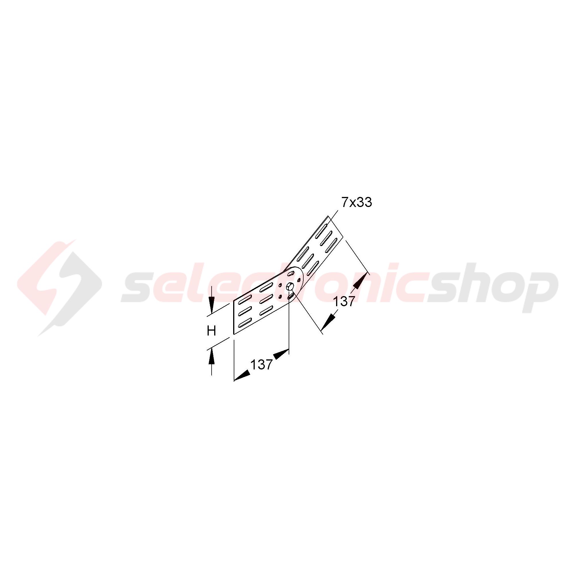 Kábeltálca összekötő hosszanti/csuklós csavaros szalaghorganyzott 274mm RGV 60 Niedax - 4013339227709