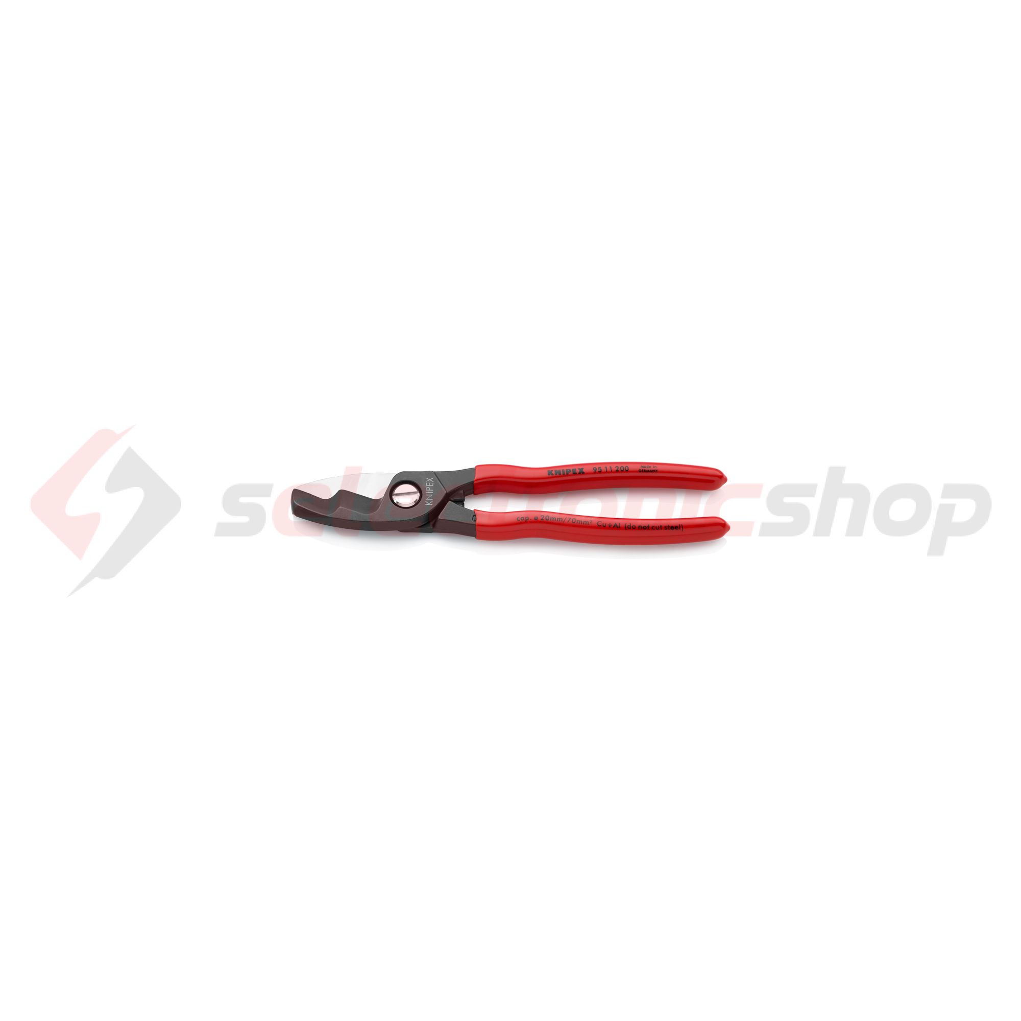 Kábelvágó kettős vágóél mechanikus egykezes 20mm-max. kábelátmérő 70mm2-max. 200mm-hossz KNIPEX - 9511200