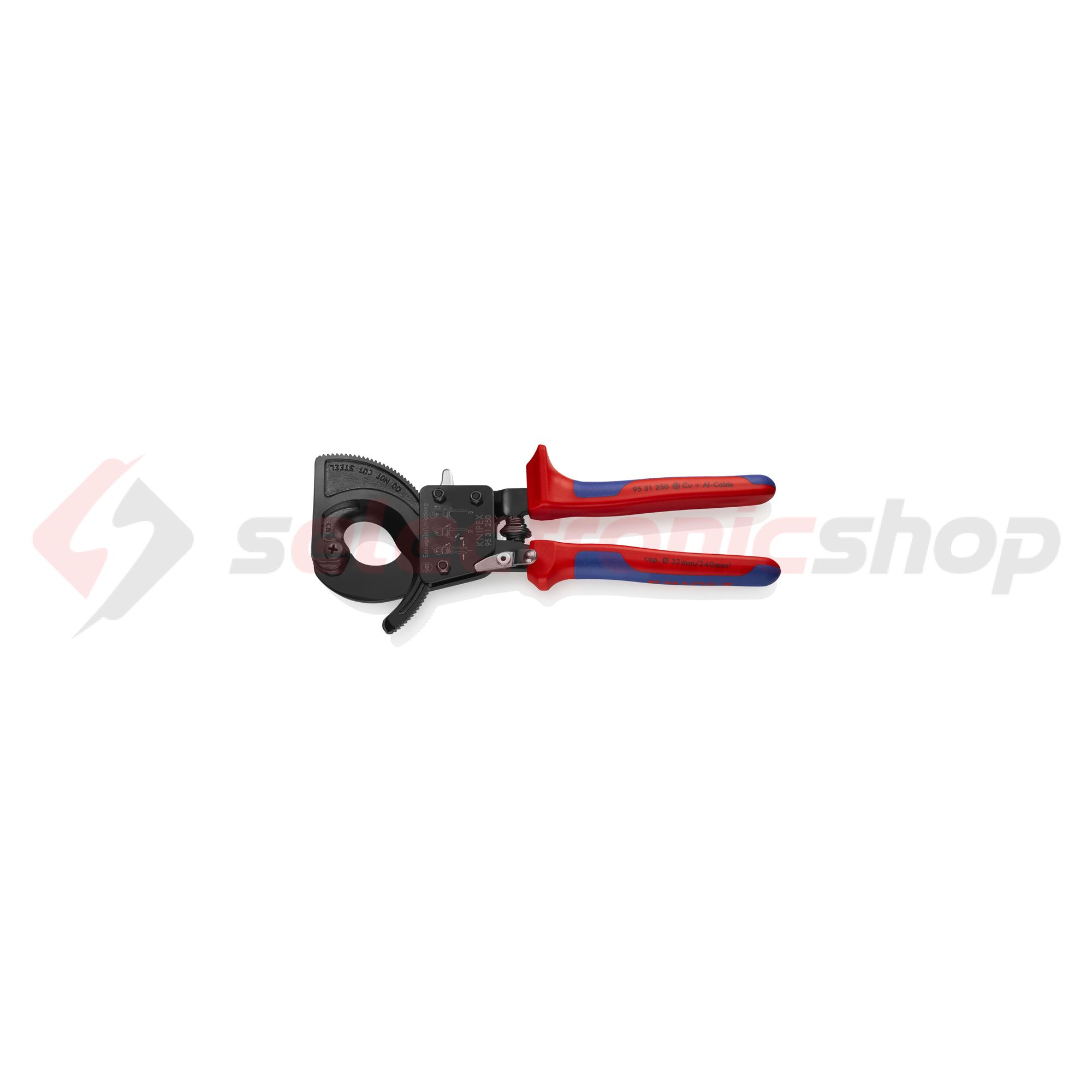 Kábelvágó mechanikus racsnis 32mm-max. kábelátmérő 240mm2-max. 250mm-hossz KNIPEX - 9531250