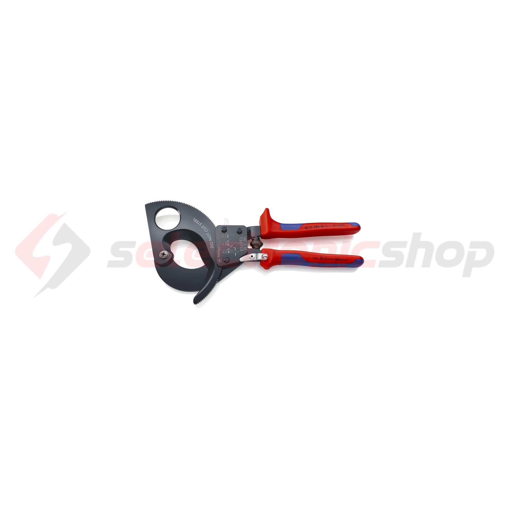 Kábelvágó mechanikus racsnis 52mm-max. kábelátmérő 380mm2-max. 280mm-hossz KNIPEX - 9531280