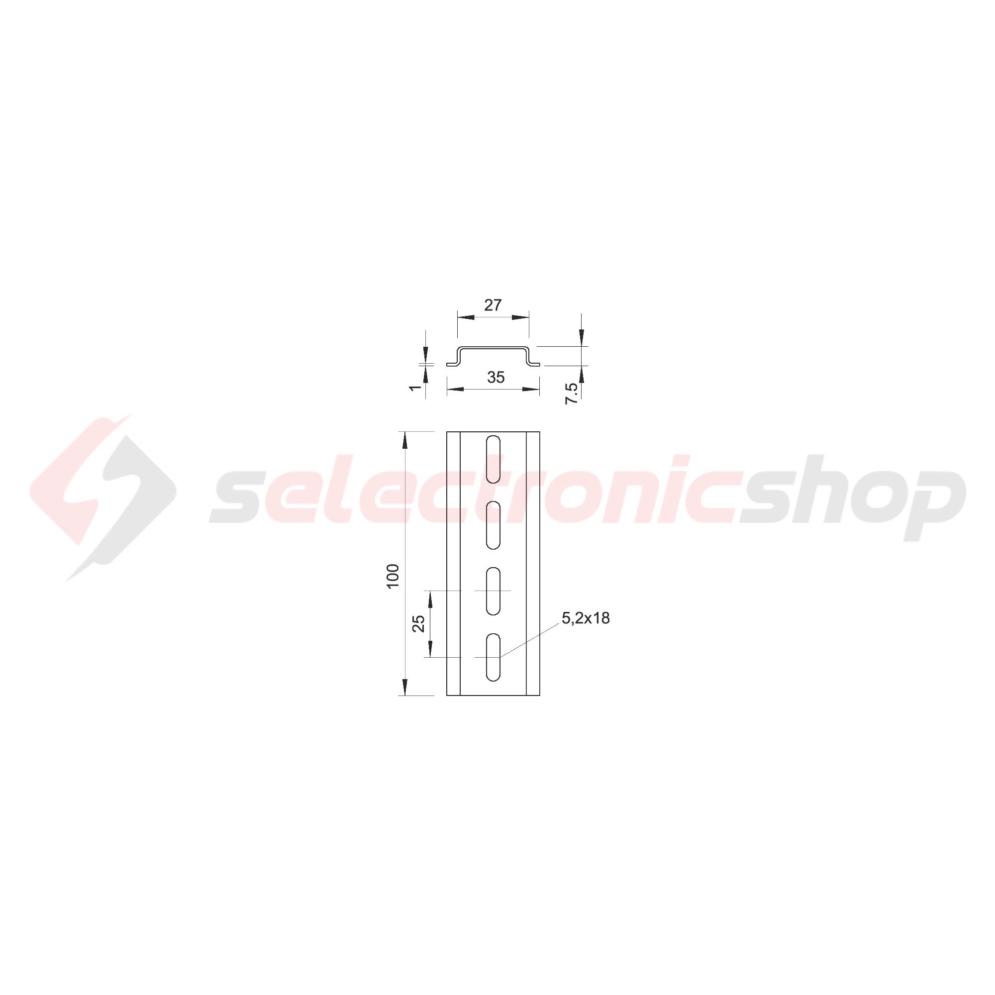 Kalapsín DIN TS35/7,5 szalaghorganyzott galvanizált acél 2000mm 2069 L 2M FS OBO-BETTERMANN - 1115804