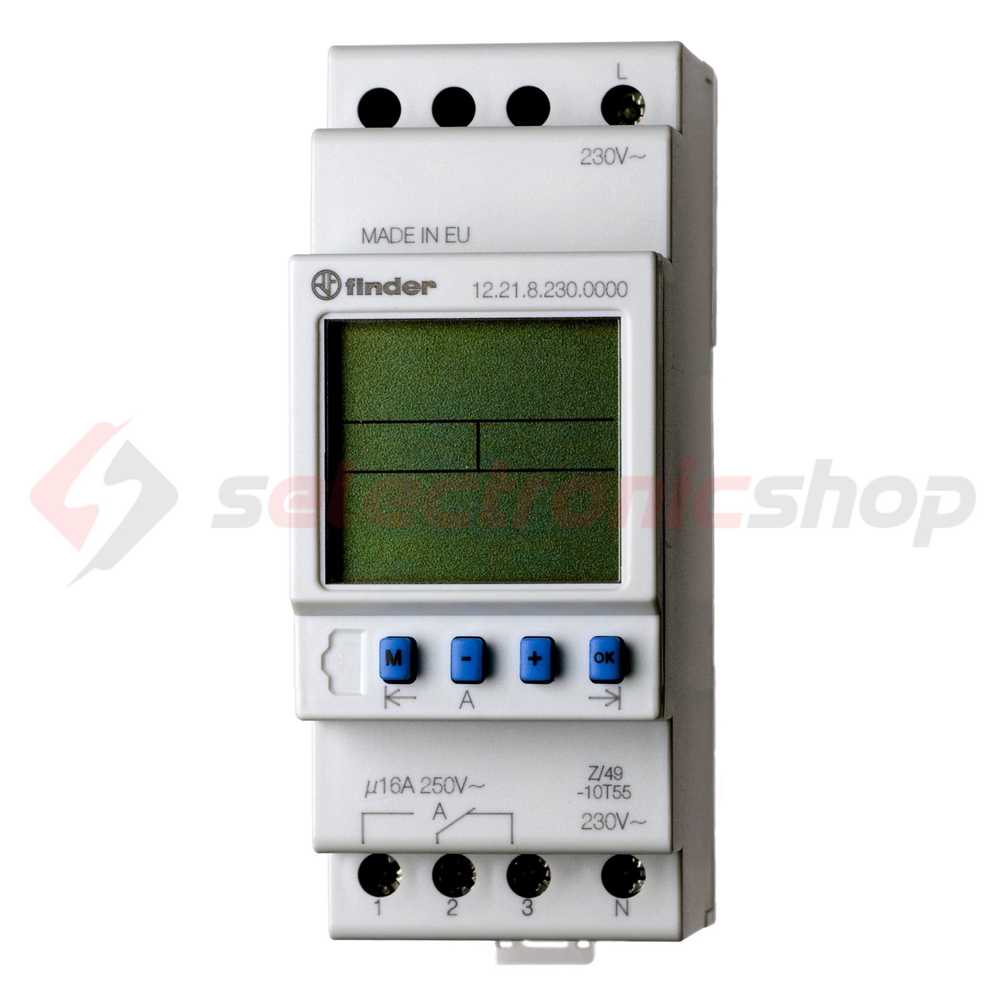 Kapcsolóóra digitális 1-csatorna napi heti váltó 16A 2TE 12.21.8.230.0000 FINDER - 122182300000