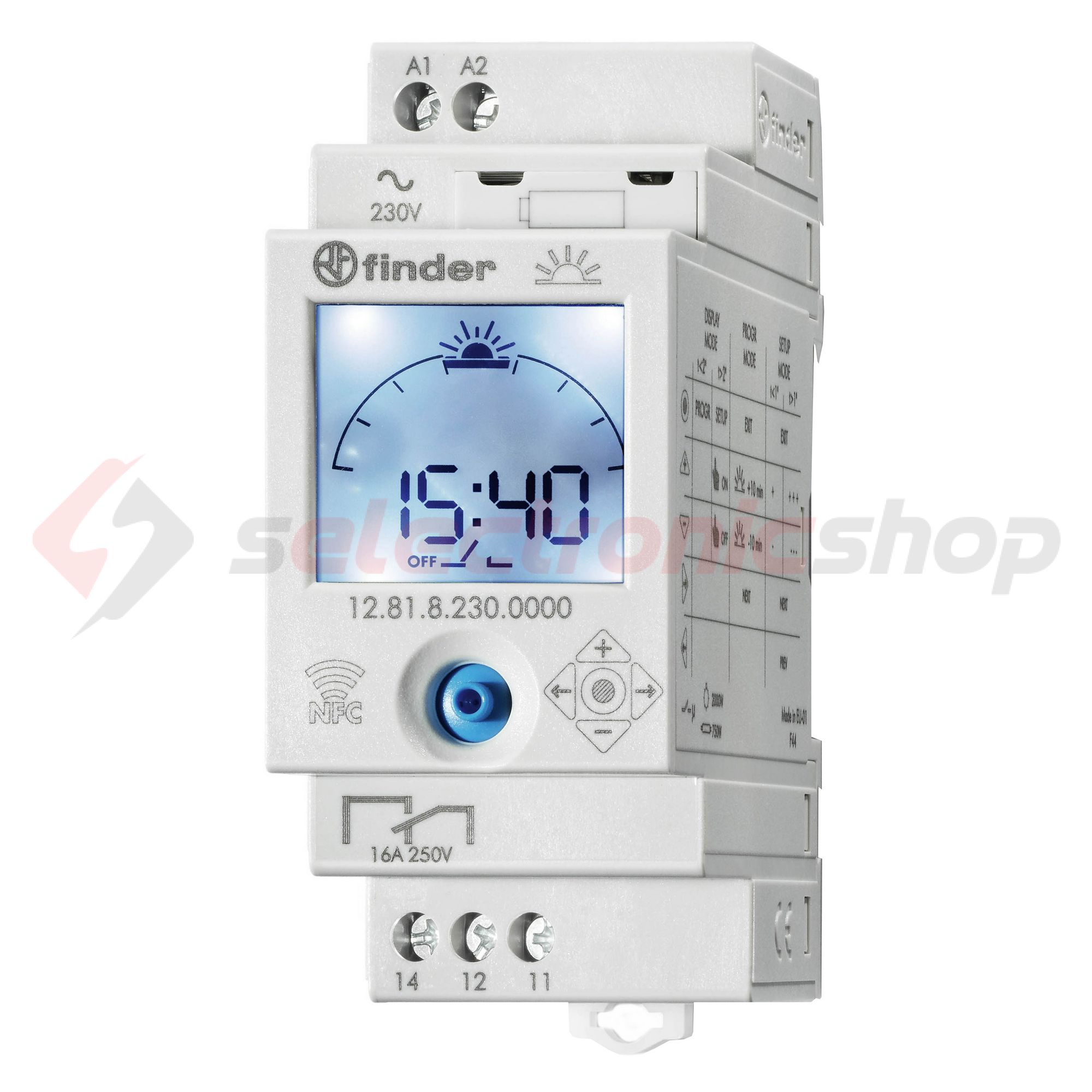 Kapcsolóóra digitális 1-csatorna váltó 2TE 12.81.8.230.0000 FINDER - 128182300000