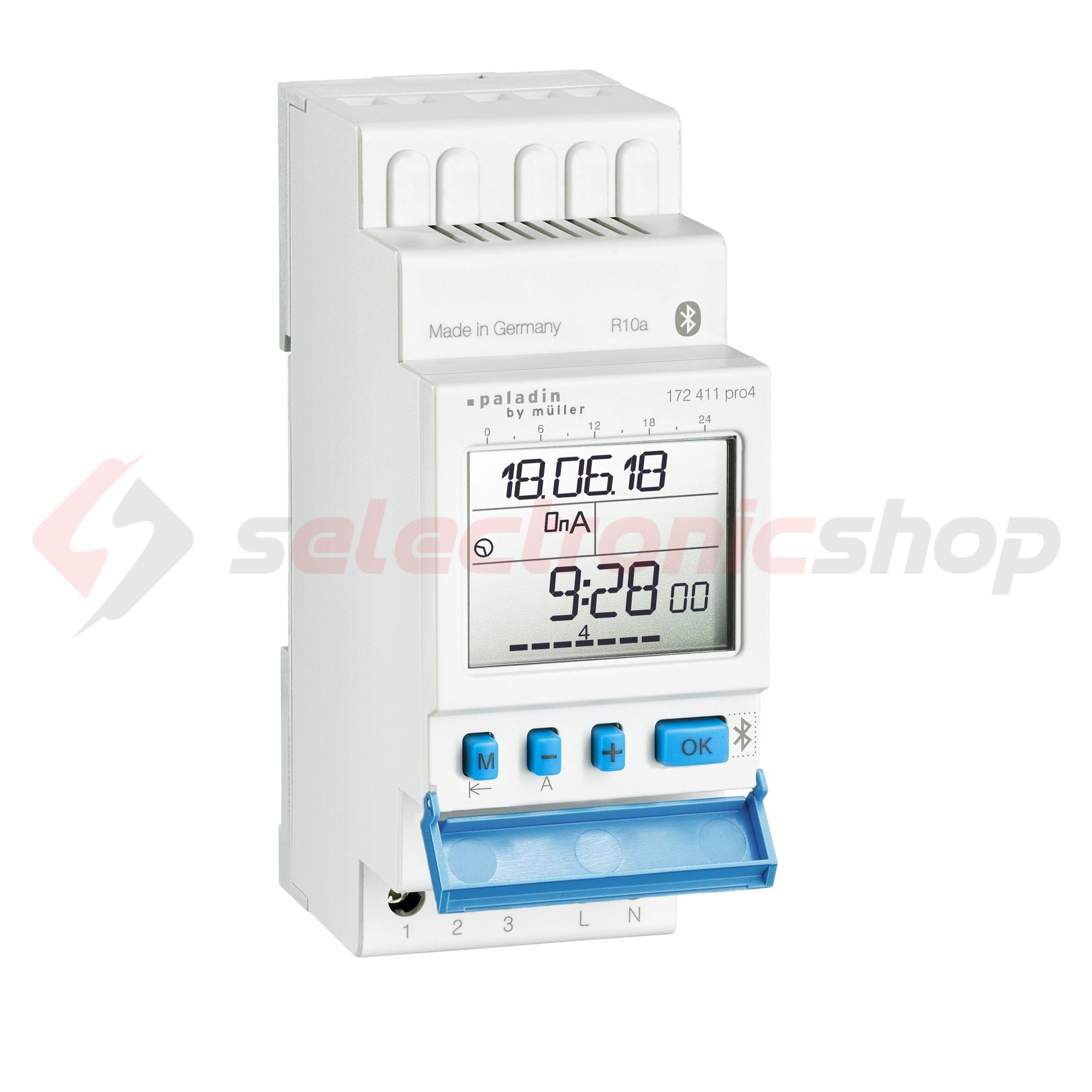 Kapcsolóóra digitális LCD bluetuth napi heti 1 váltó 16A 2M 172 411 pro4 Paladin Hugo Müller - 172411