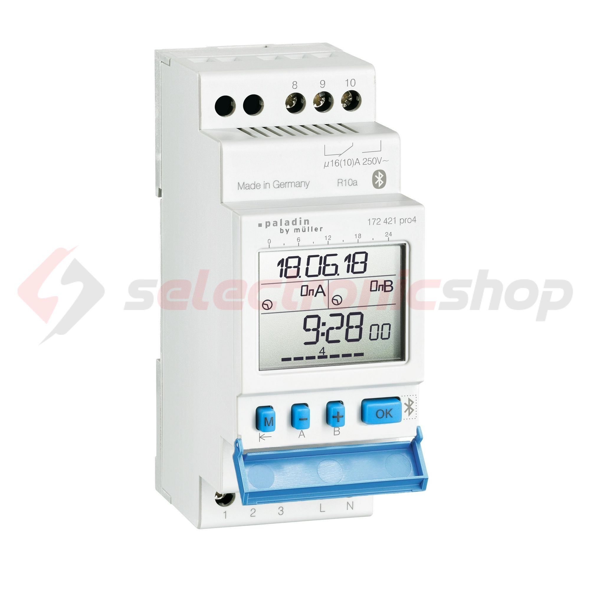 Kapcsolóóra digitális LCD bluetuth napi heti 2 váltó 16A 2M 172 421 pro4 Paladin Hugo Müller - 172421