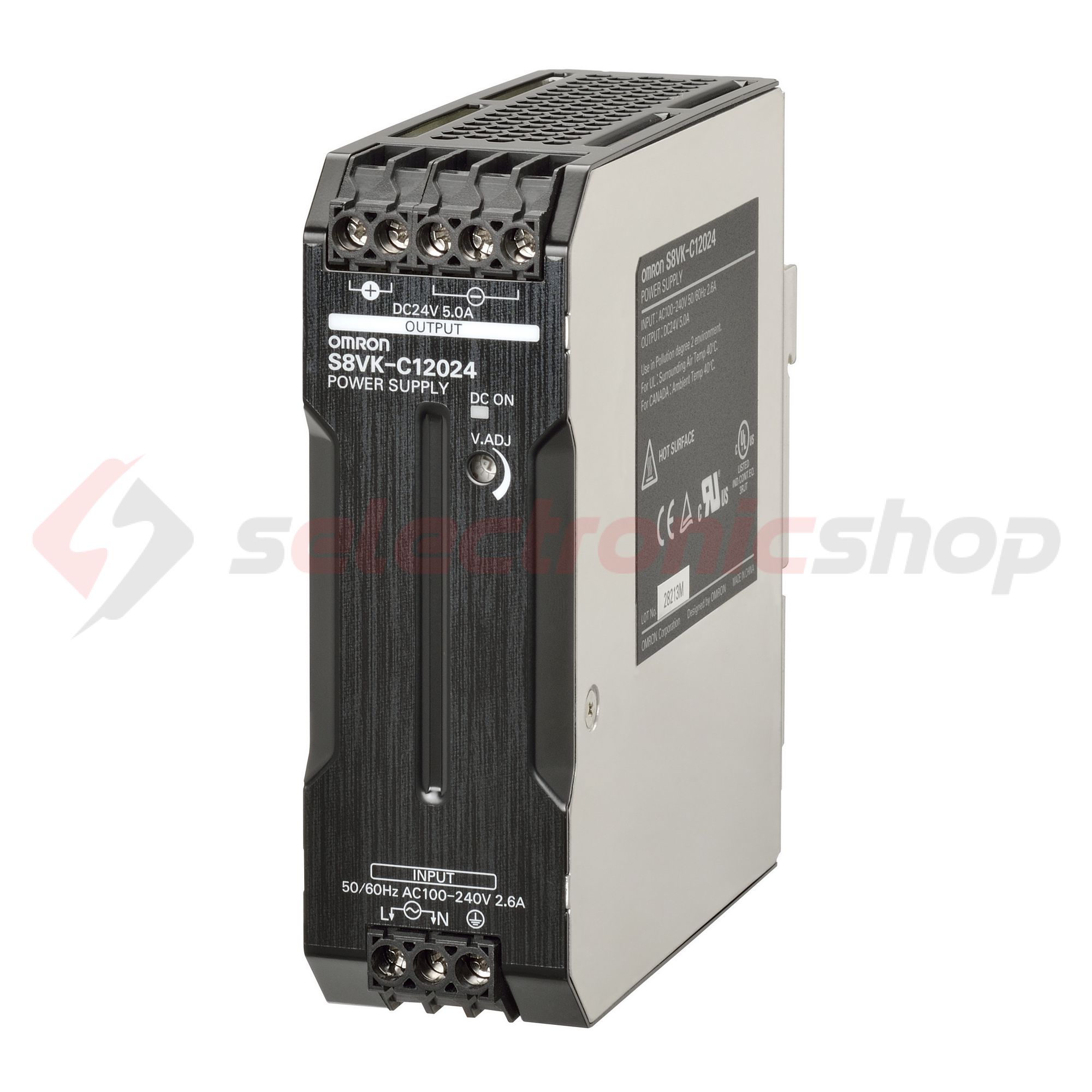 Kapcsolóüzemű DC tápegység 100-240VAC-be 90-350VDC-be 24VDC-ki 5A-ki 120W S8VK-C12024 OMRON - 375667