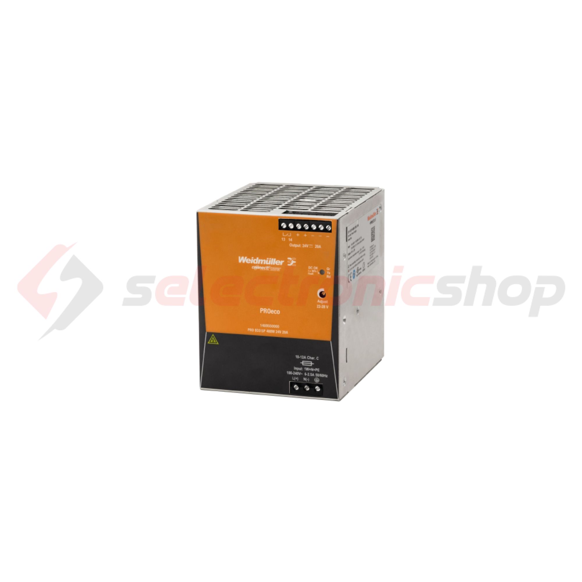 Kapcsolóüzemű DC tápegység 320-575VAC-be 450-800VDC-be 24VDC-ki PRO ECO3 480W 24V 20A Weidmüller - 1469550000