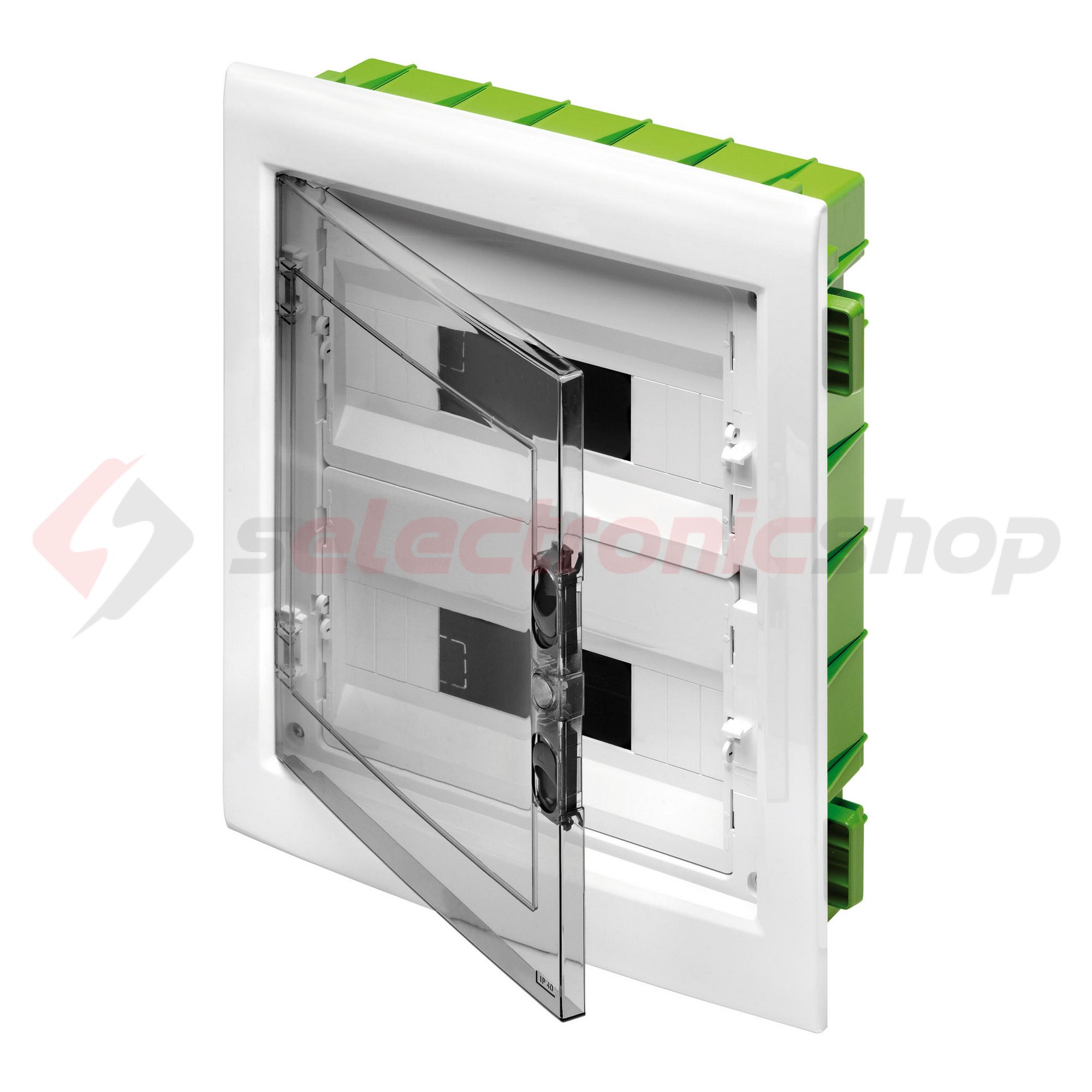 Kiselosztó 2x 12M üreges falba fehér IP40 átlátszó kivágott ajtó 40CDi GEWISS - GW40606PM