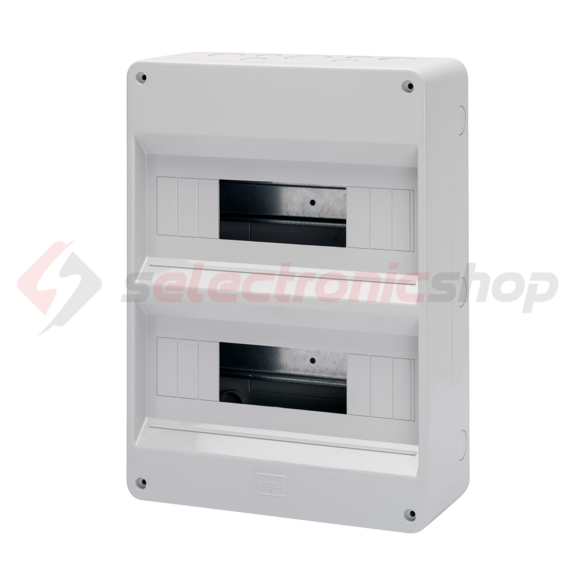 Kiselosztó ajtó nélkül +2M műanyag 2x 12M falonkívüli szürke IP40 kivágott 40CDK GEWISS - GW40030