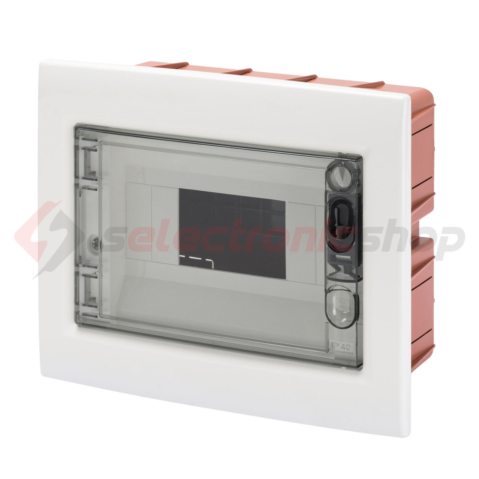 Kiselosztó PE/N műanyag 1x 8M süllyesztett fehér IP40 átlátszó kivágott ajtó 40CDi GEWISS - GW40604BS