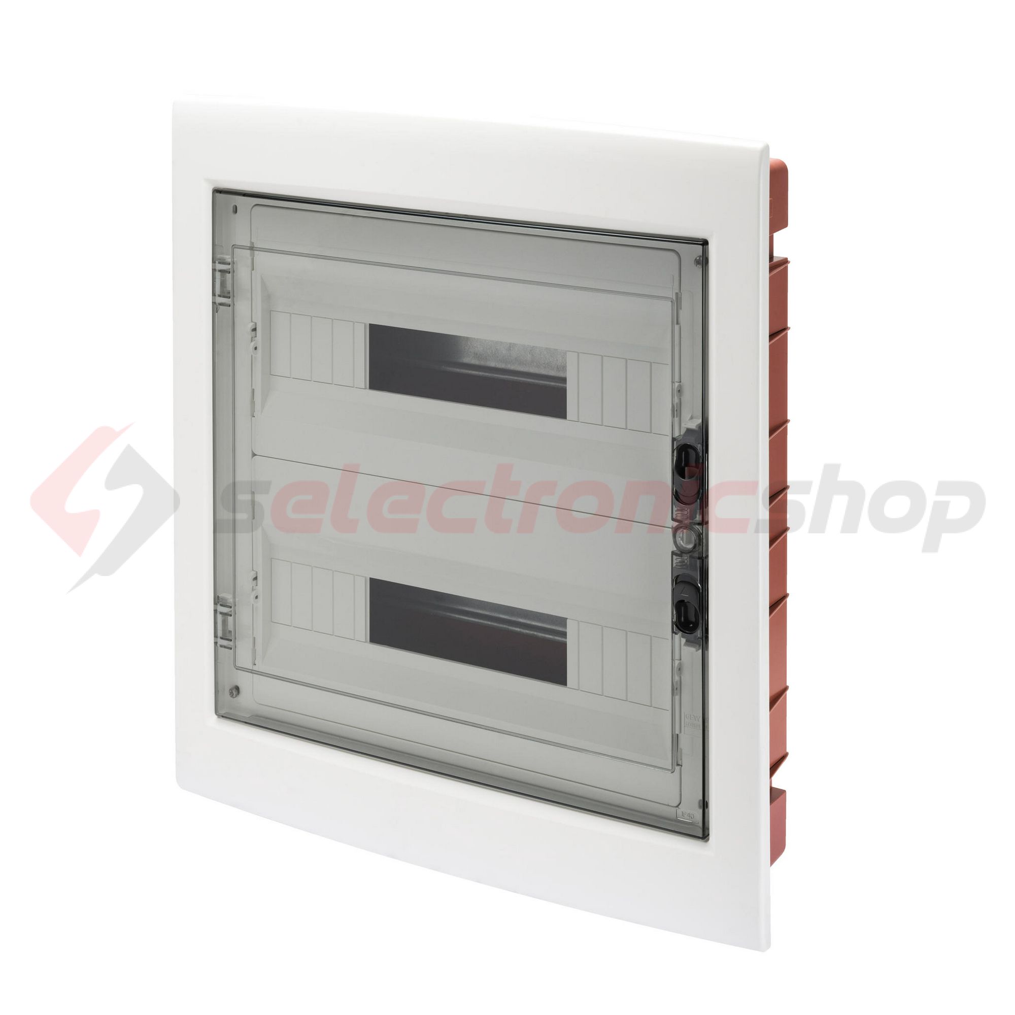 Kiselosztó PE/N műanyag 2x 18M süllyesztett fehér IP40 átlátszó kivágott ajtó 40CDi GEWISS - GW40609BS