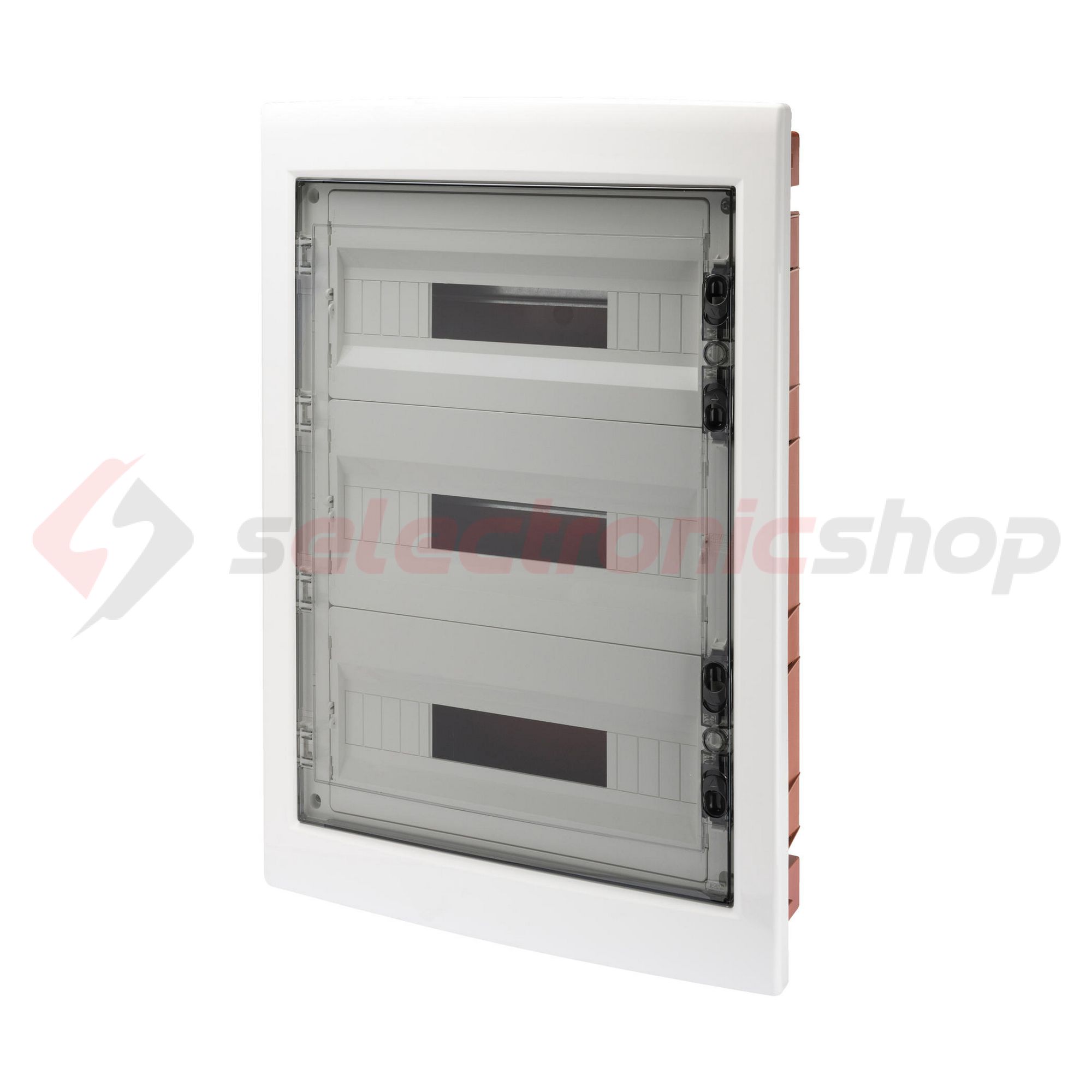 Kiselosztó PE/N műanyag 3x 18M süllyesztett fehér IP40 átlátszó kivágott ajtó 40CDi GEWISS - GW40610BD