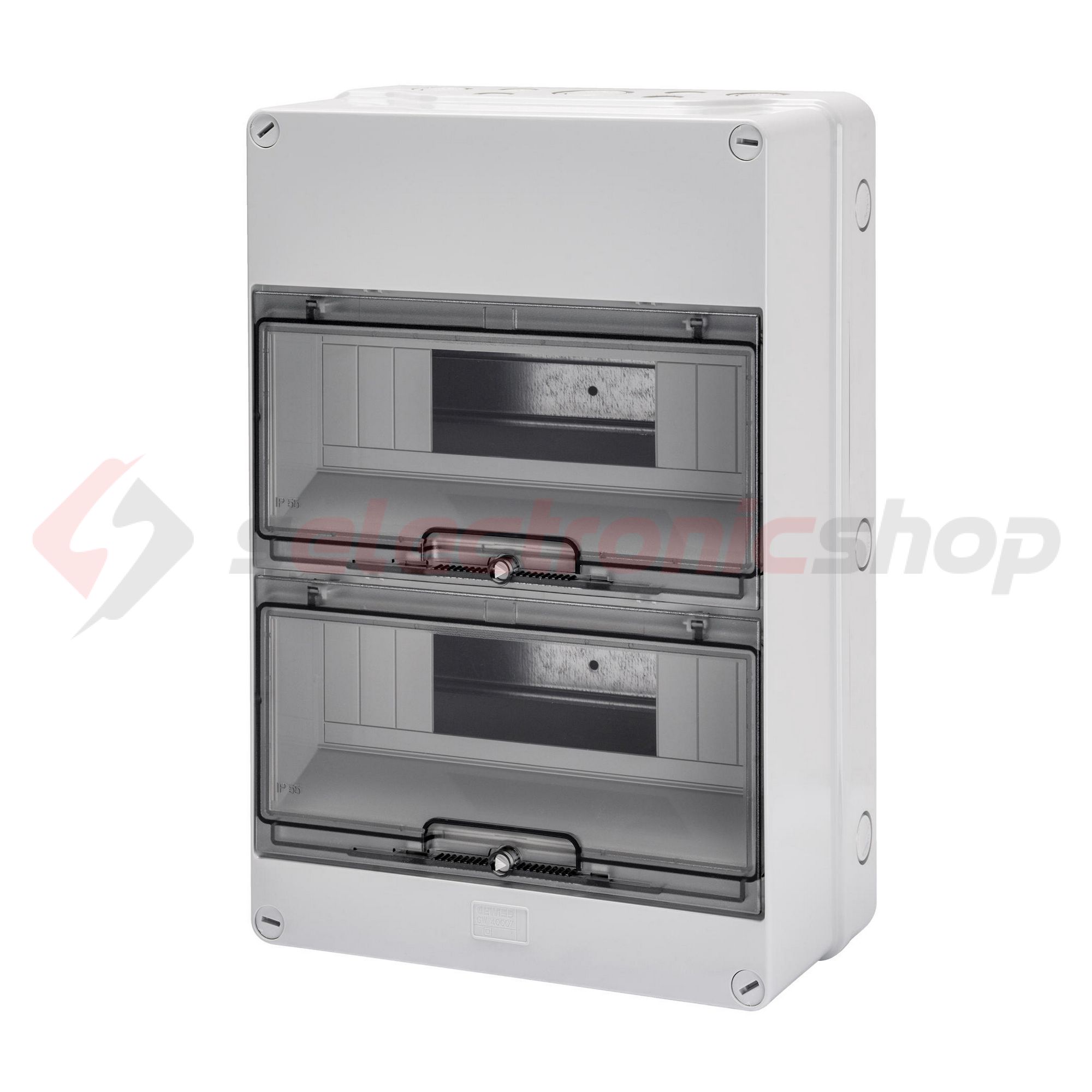 Kiselosztó PE/N sín nélkül UV-álló DC1000V 2x 12M falonkívüli szürke IP55 átlátszó 40CD GEWISS - GW40007