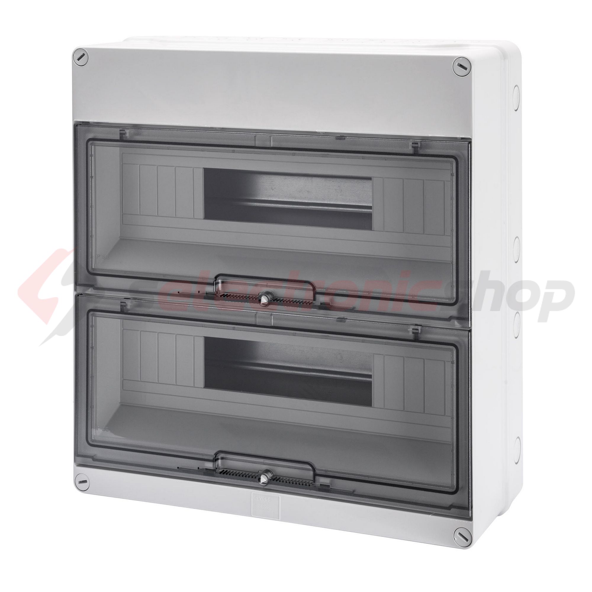 Kiselosztó PE/N sín nélkül UV-álló DC1000V 2x 18M falonkívüli szürke IP55 átlátszó 40CD GEWISS - GW40009