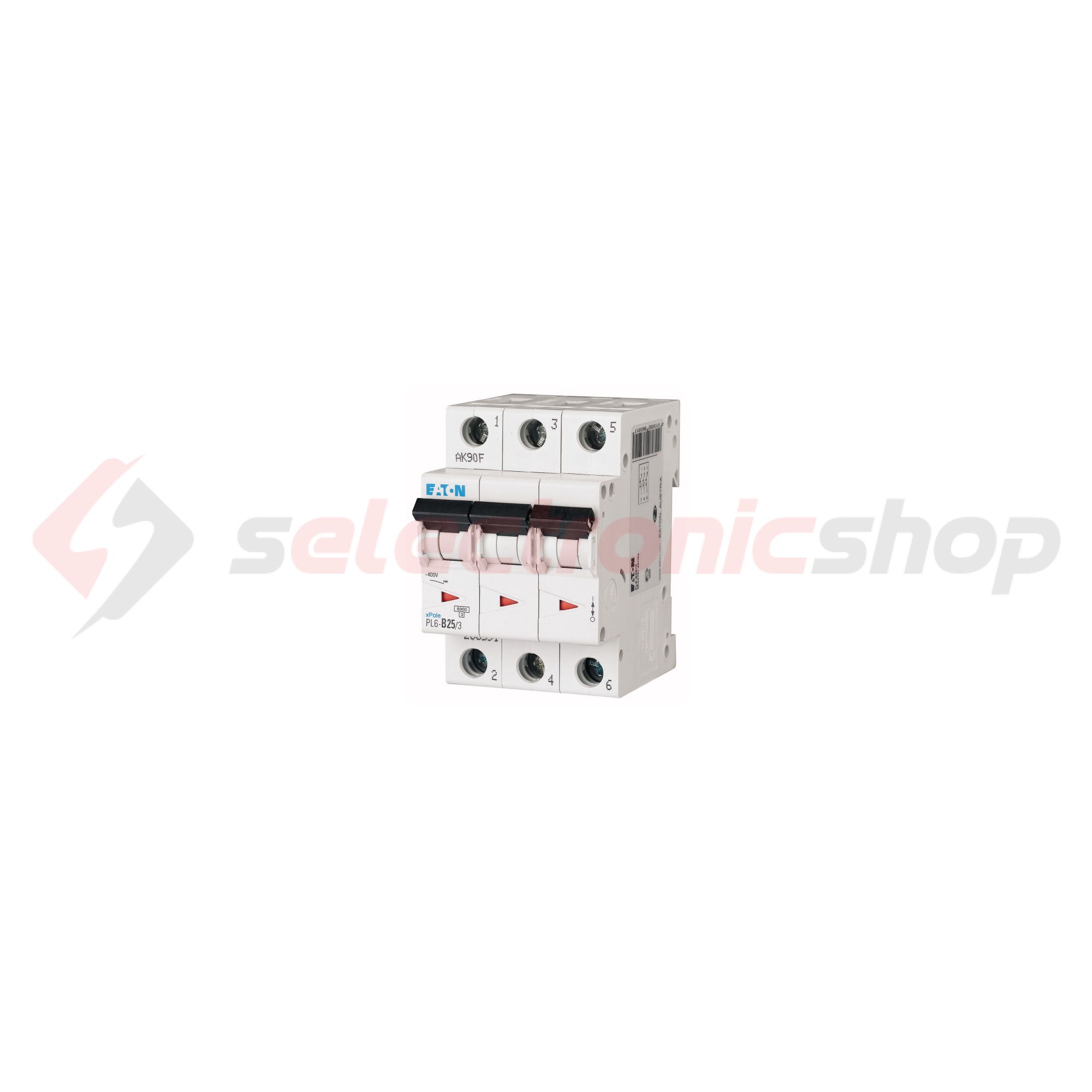 Kismegszakító 3P 25A C-jelleg 400V AC 6kA/60898 3M PL6-C25/3 EATON - 286603