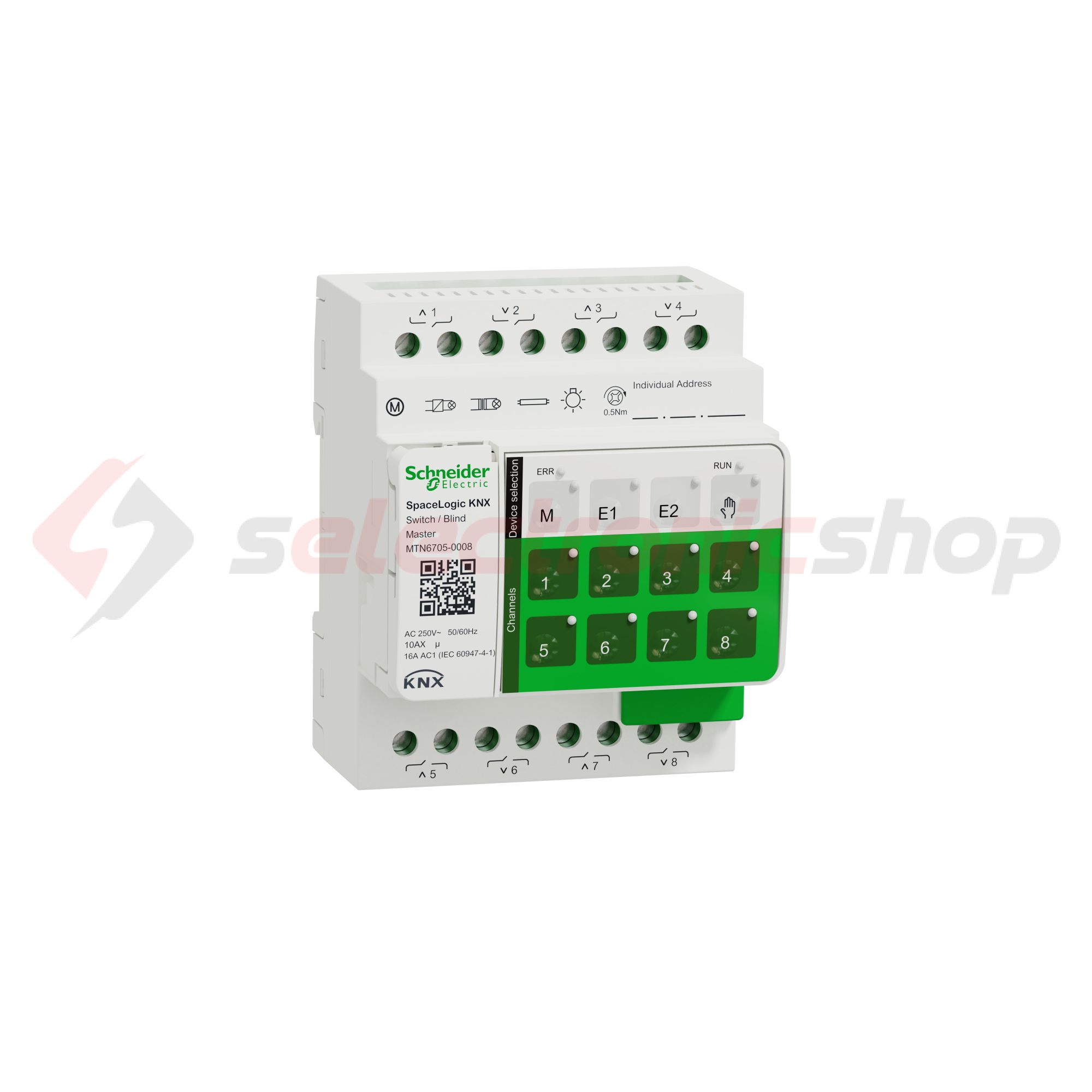 KNX redőny és kapcsolóaktor master (8RO) kalapsínre 4x 16A AC 4M-DIN SpaceLogic Schneider - MTN6705-0008