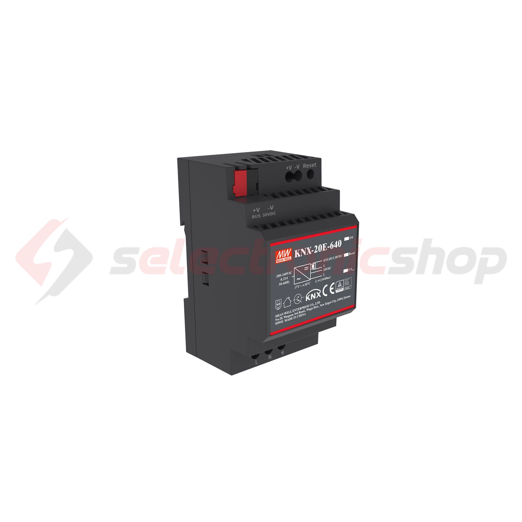 KNX tápegység 3M kalapsínre 30V 640mA-max. MeanWell - KNX-20E-640