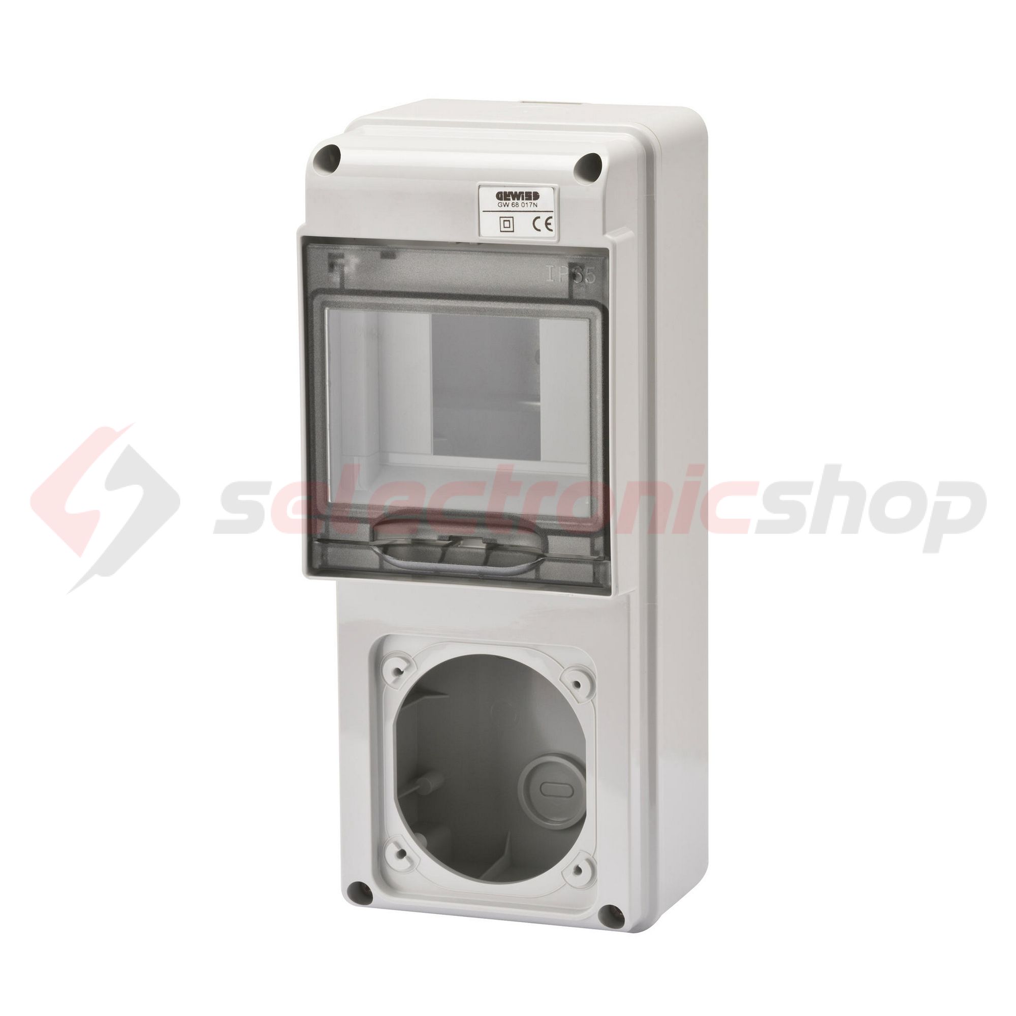 Kombinációs dugalj doboz IP65 FK 5 DIN modul hely + 1db 16A dugaljhely 68Q-DIN GEWISS - GW68017N