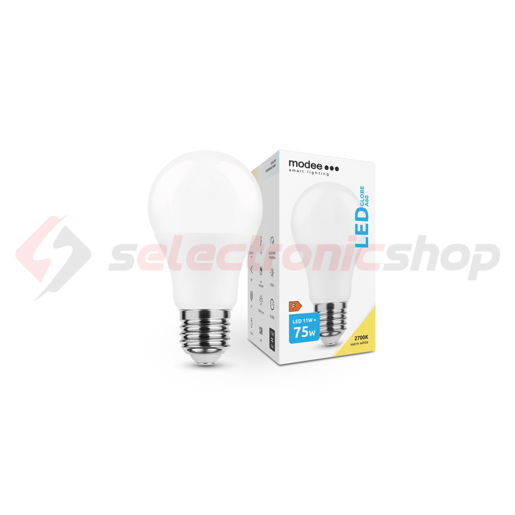 LED lámpa A60 körte A 11W- 75W E27 1055lm 827 220-240V AC 25000h 180° 2700K Modee - ML-G2700K11WE27