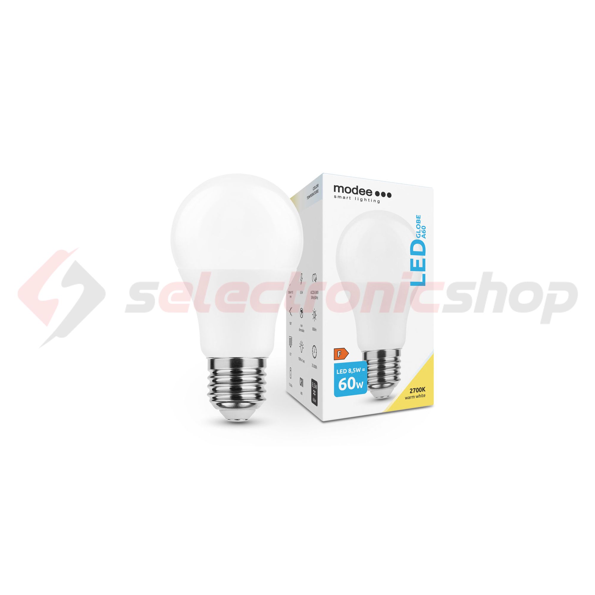 LED lámpa A60 körte A 8,5W- 60W E27 806lm 827 220-240V AC 25000h 270° 2700K Modee - ML-G2700K8,5WE27