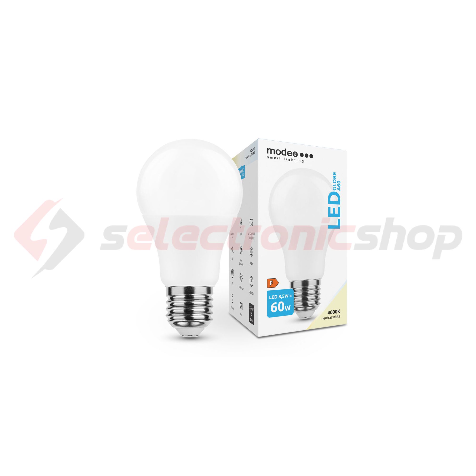 LED lámpa A60 körte A 8,5W- 60W E27 806lm 840 220-240V AC 25000h 270° 4000K Modee - ML-G4000K8,5WE27