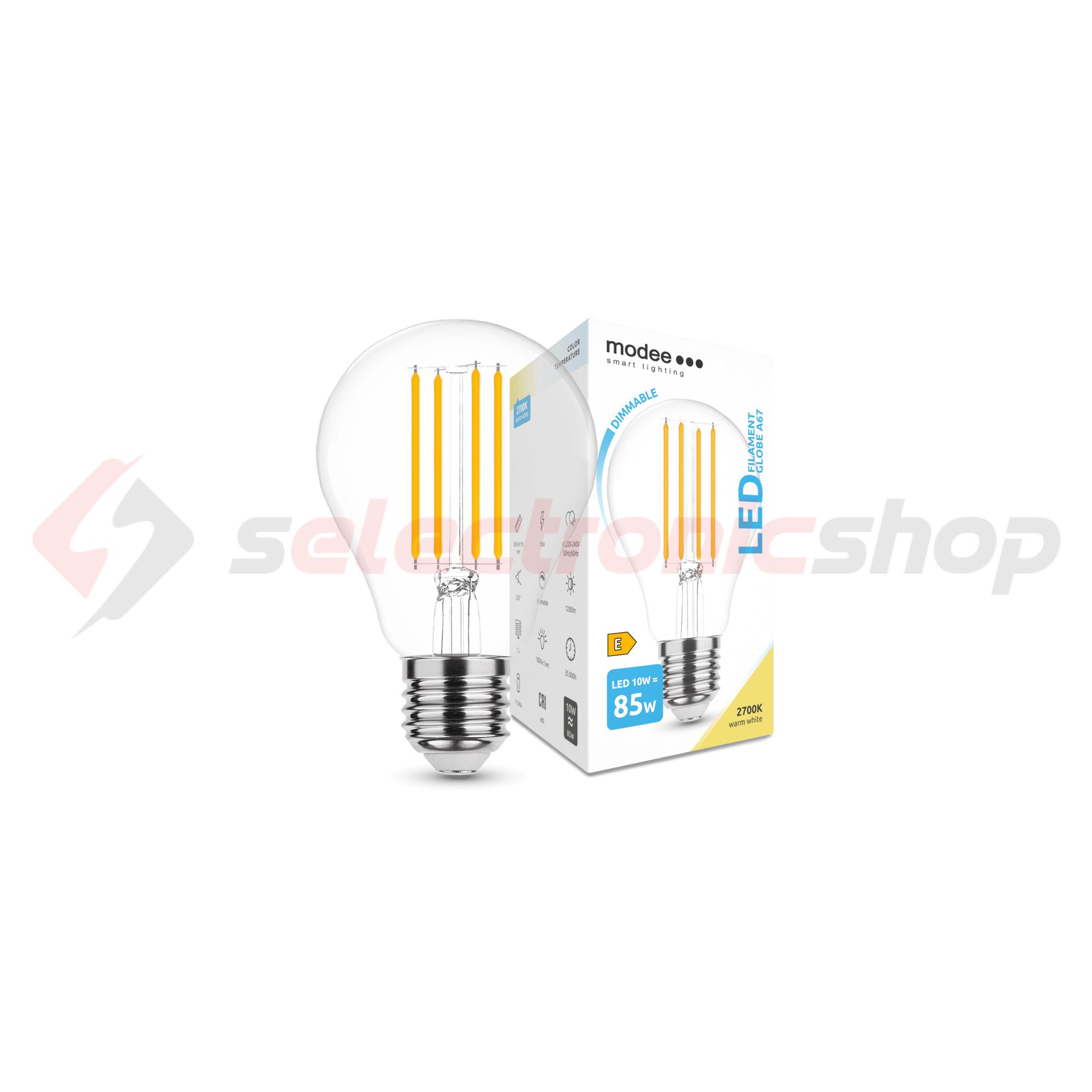 LED lámpa A67 DIM körte A filament 10W- 90W E27 1350lm 827 DIM 220-240V AC 35000h 360° Modee - ML-A67F2700K10WE27D