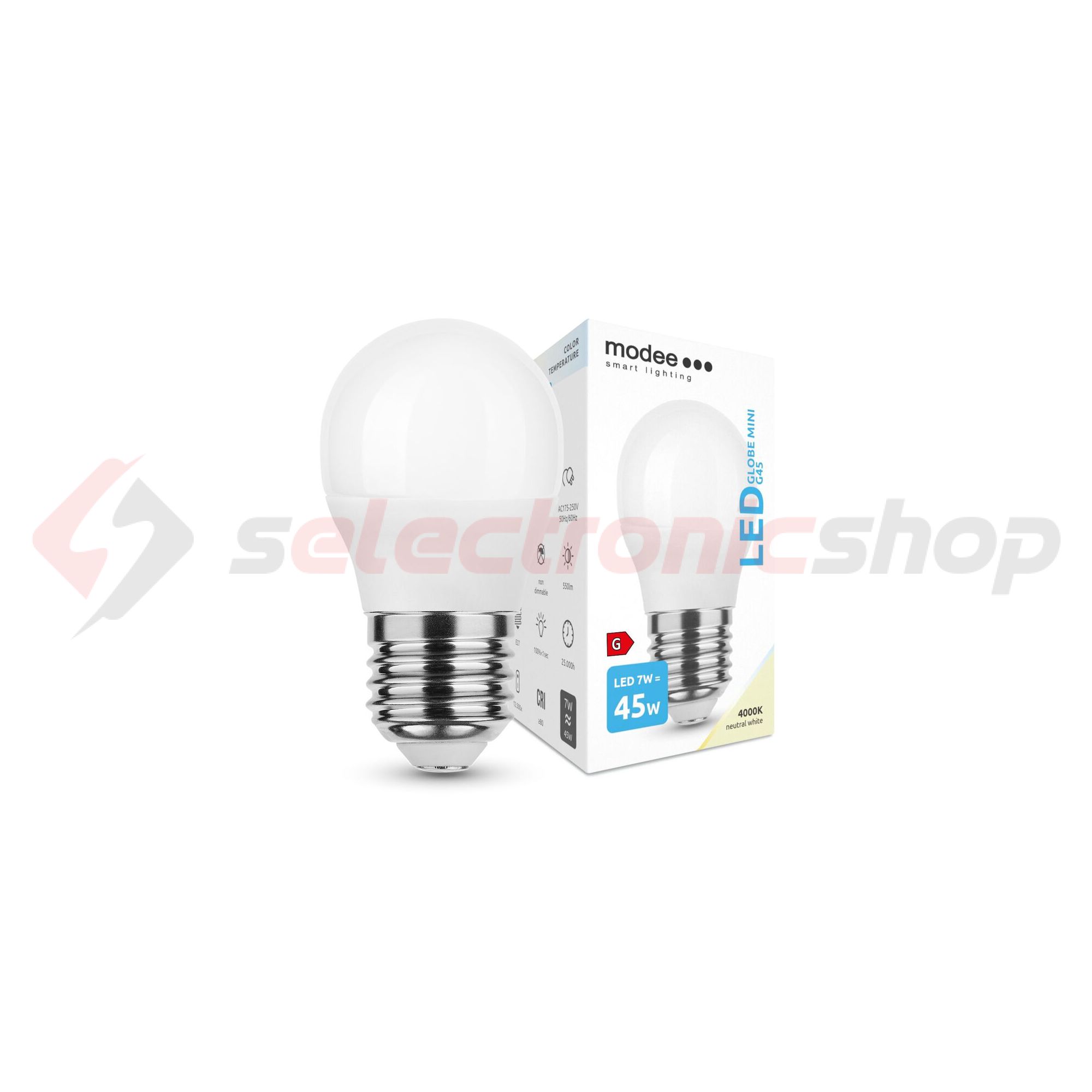 LED lámpa kisgömb P47 7W- 45W E27 700lm 840 220-240V AC 25000h 180° 4000K Modee - ML-G454000K7WE27