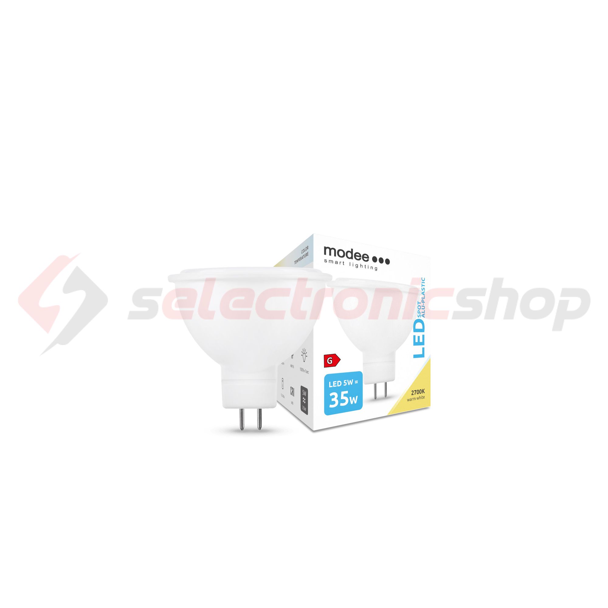 LED lámpa spot tükrös MR16 5W- 35W GU5.3 400lm 827 25000h 100° 2700K Modee - ML-MR162700K5W