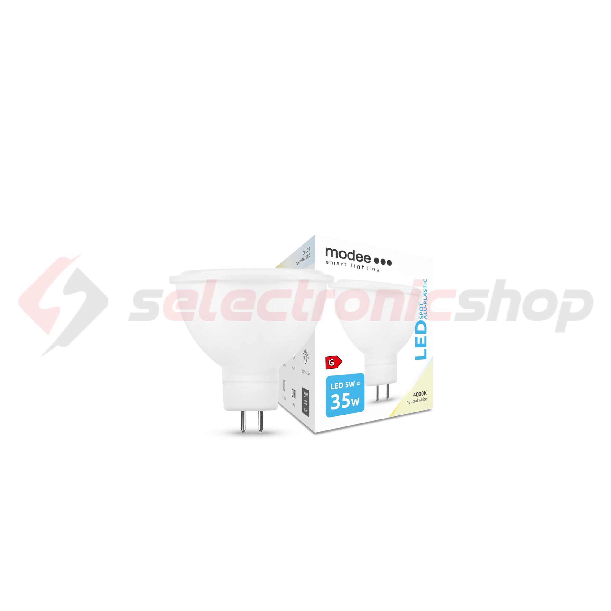 LED lámpa spot tükrös MR16 5W- 35W GU5.3 450lm 840 12V AC/DC 25000h 100° 4000K Modee - ML-MR164000K5WN