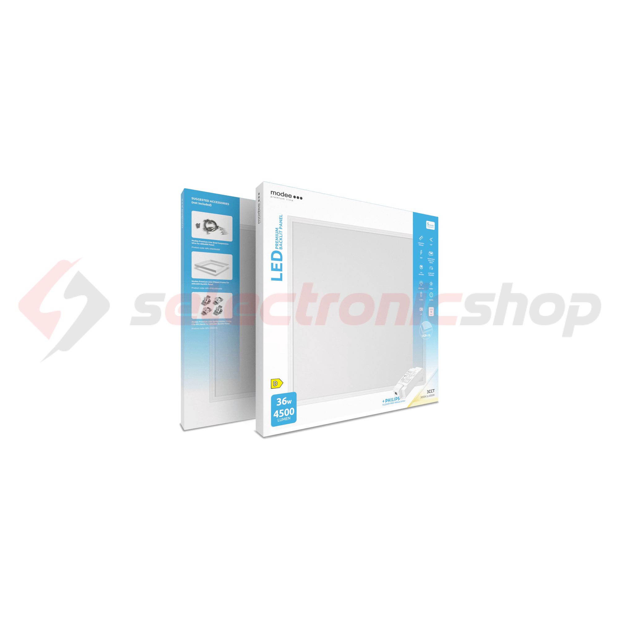 LED panel UGR19 BackLit 3CCT süllyesztett 1x 36W 220-240V AC 4500lm 3000-6000K IP20 50000h Modee - MPL-BP5953CCT36W125UGR