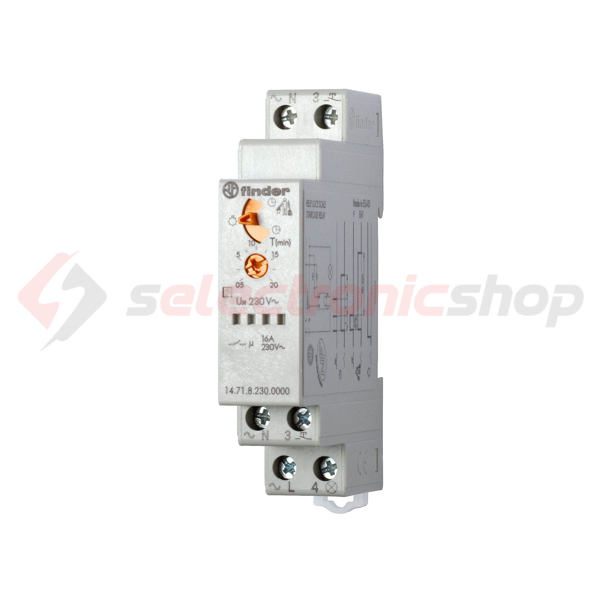 Lépcsőházi automata sorolható elektronikus 1z 0.5-20min-időzítés 16A 230V 14.71.8.230.0000 FINDER - 147182300000